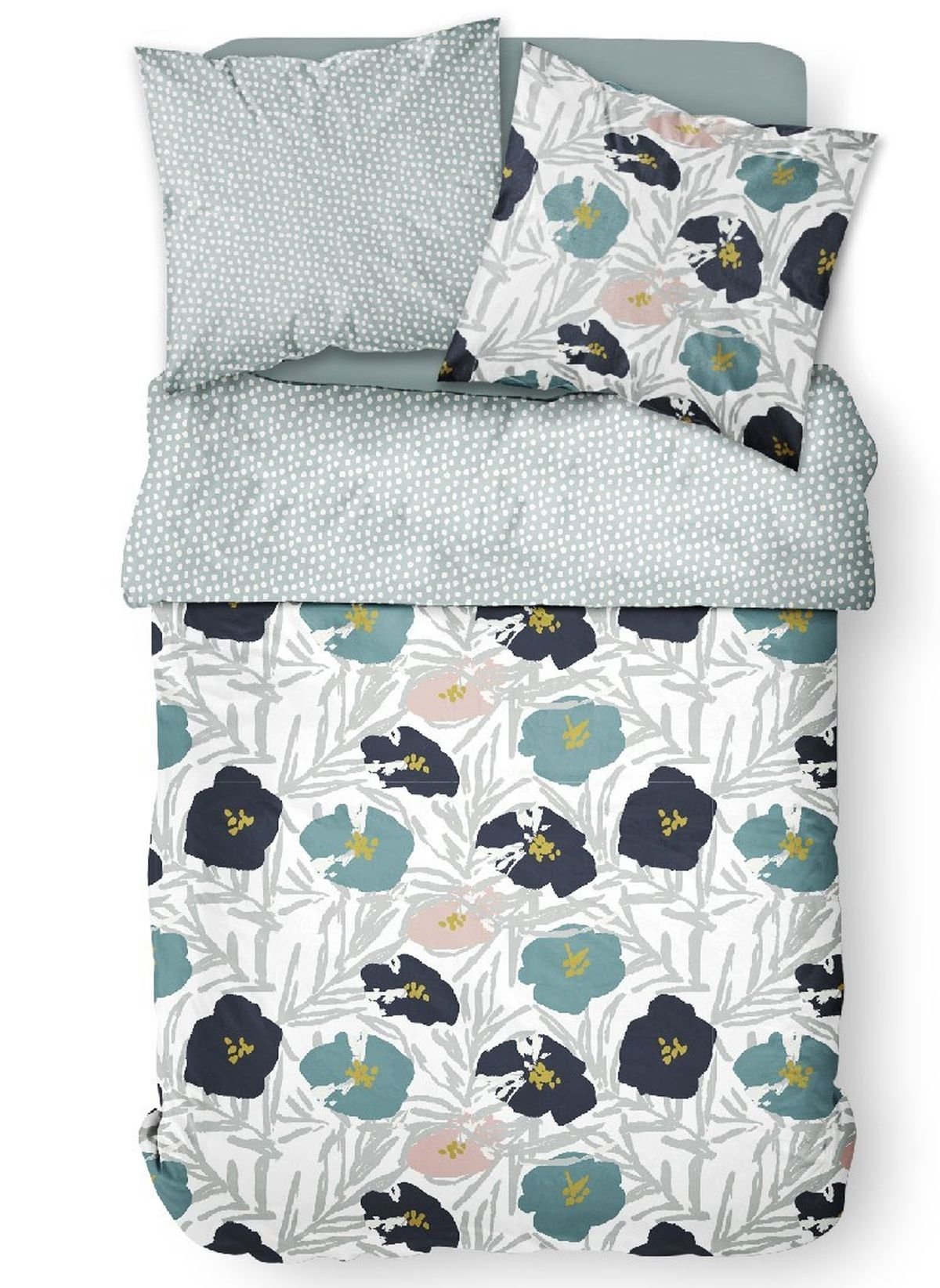 Floral printed cotton bedding set TODAY LINGE DE MAISON Blue