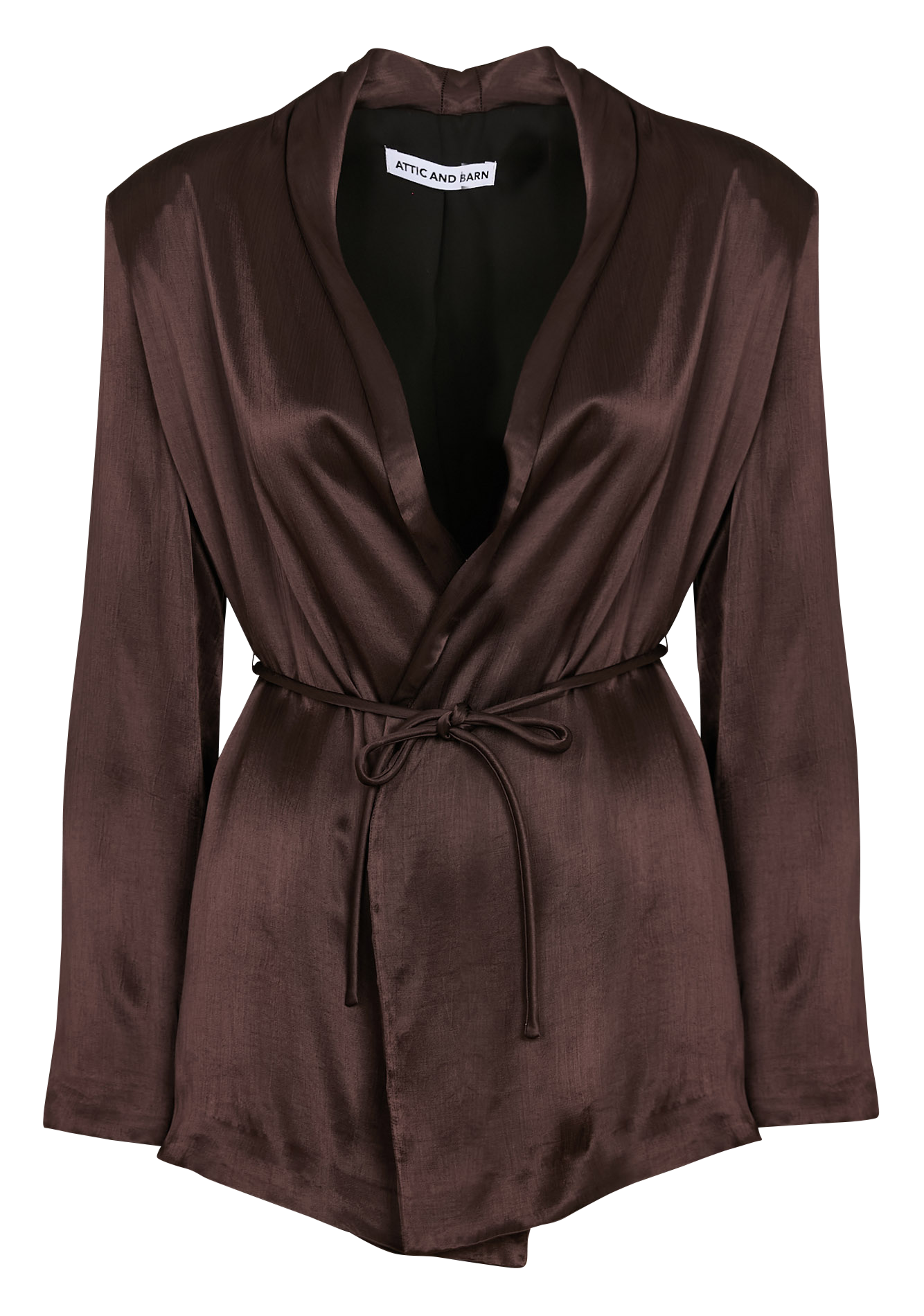 Belted satin blazer ATTIC AND BARN Brown