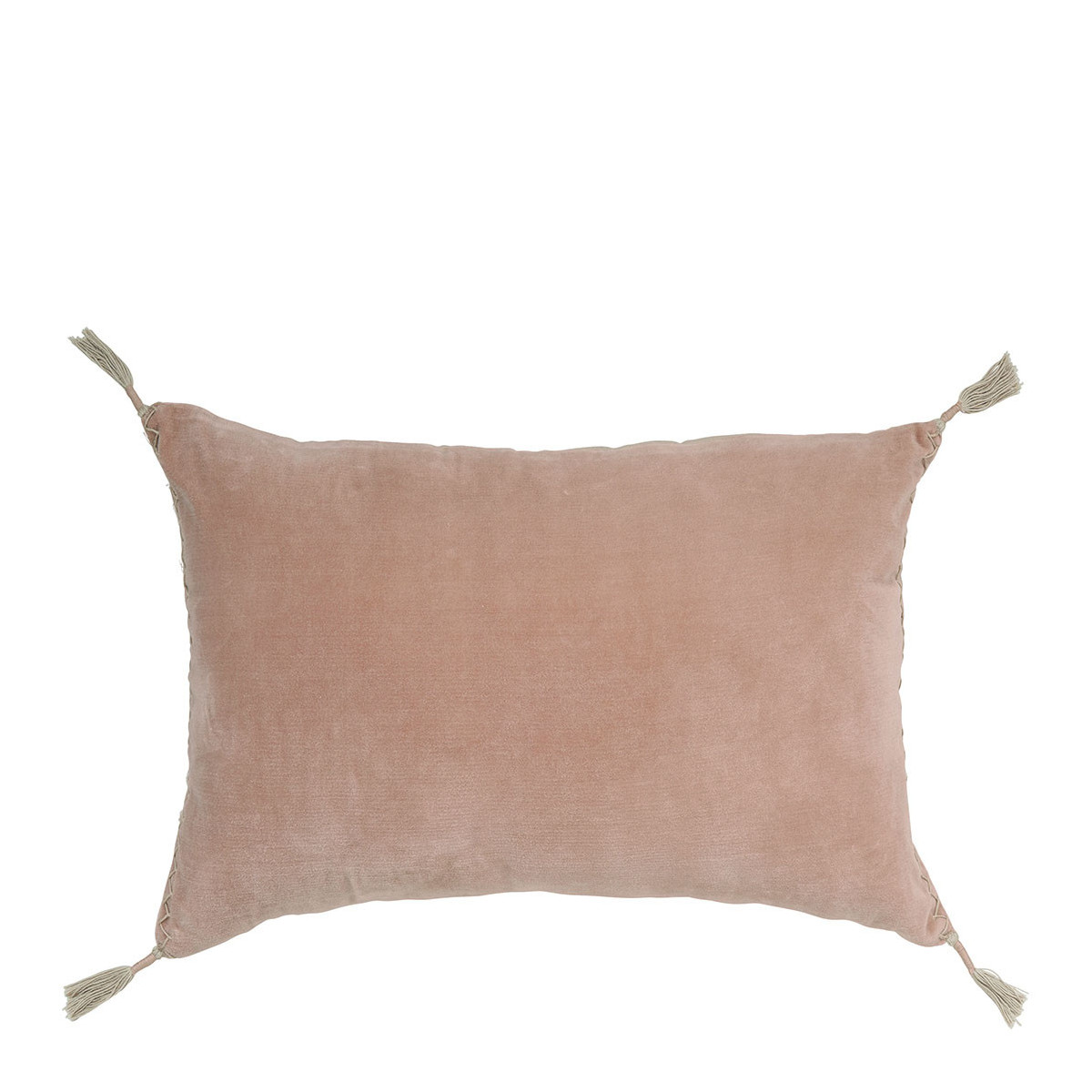 Cotton and linen velvet cushion cover BLANC D'IVOIRE Pink