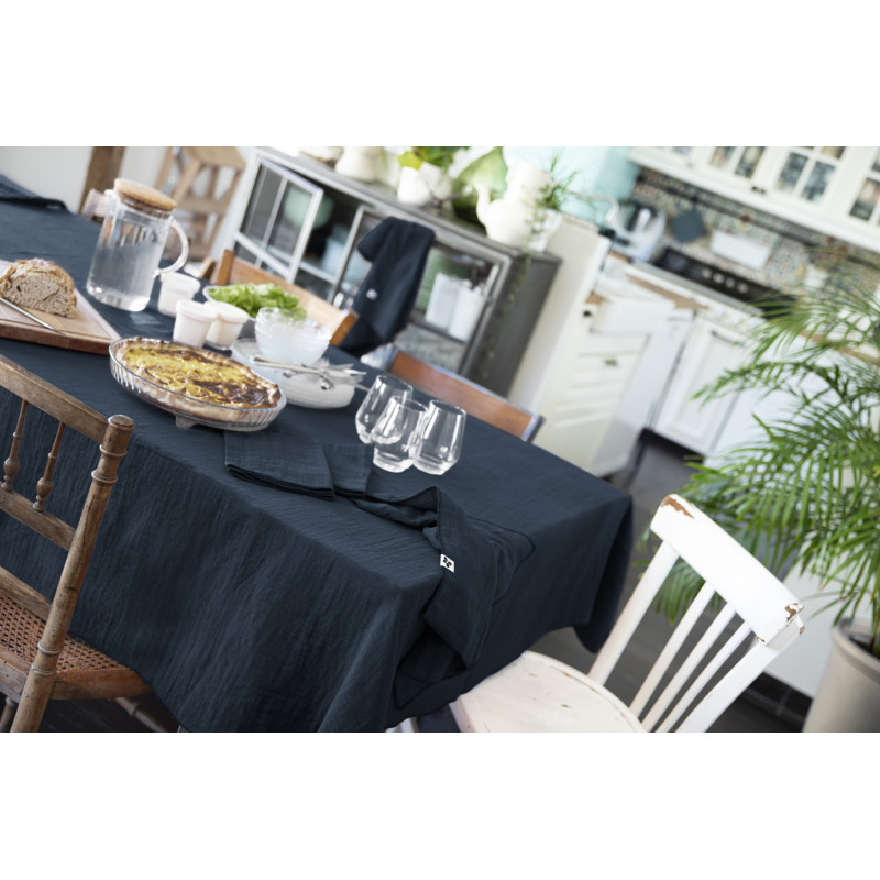 Cotton gauze tablecloth L'EFFET PAPILLON Blue