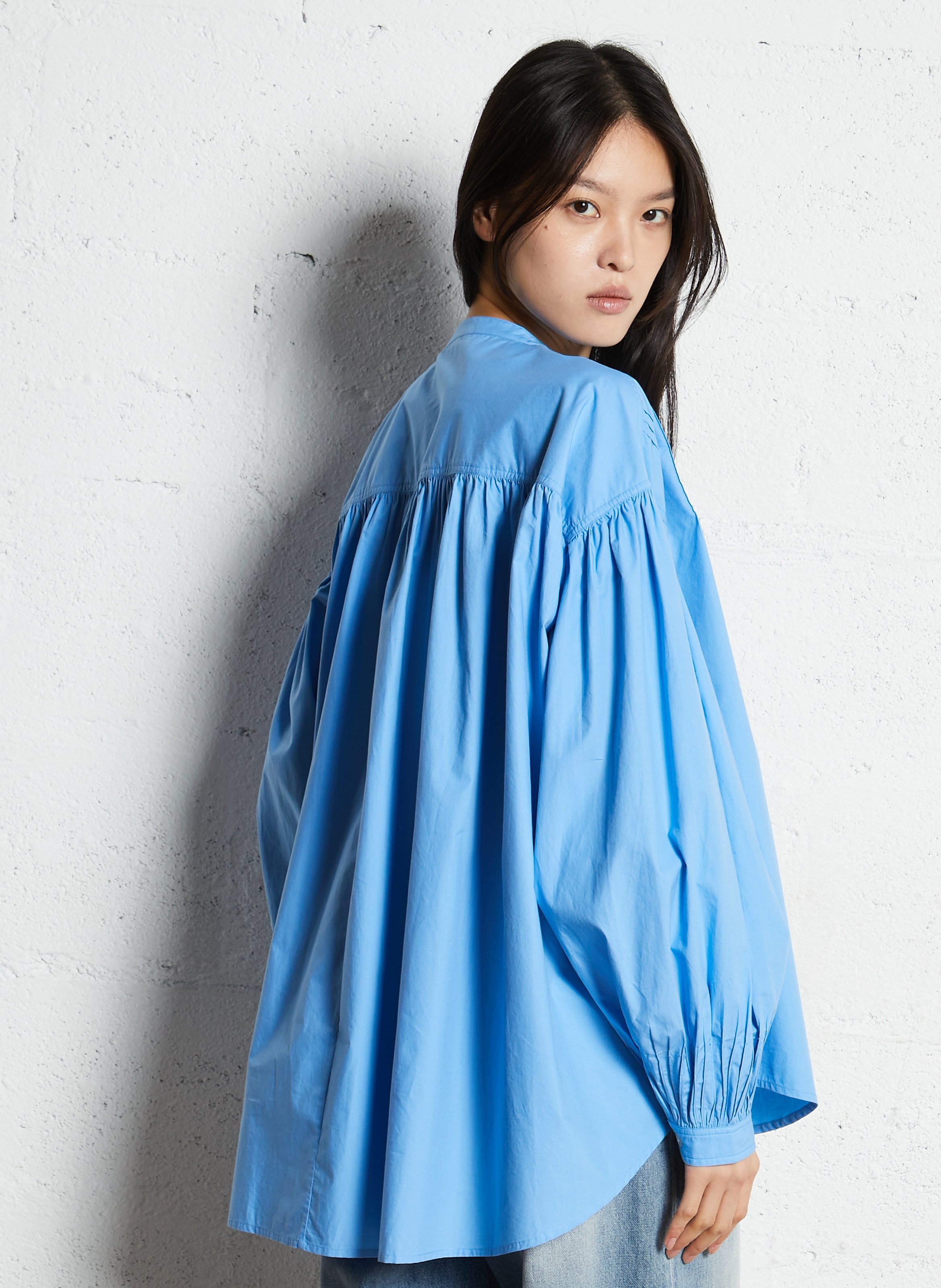 Weite Baumwollbluse LAURENCE BRAS Blau