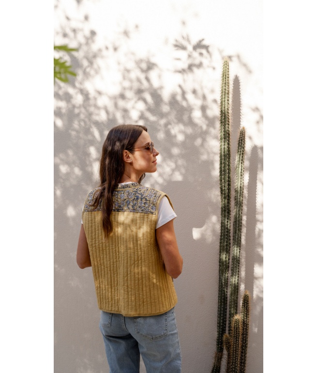 Quilted sleeveless vest Luzia print BINDI ATELIER Yellow