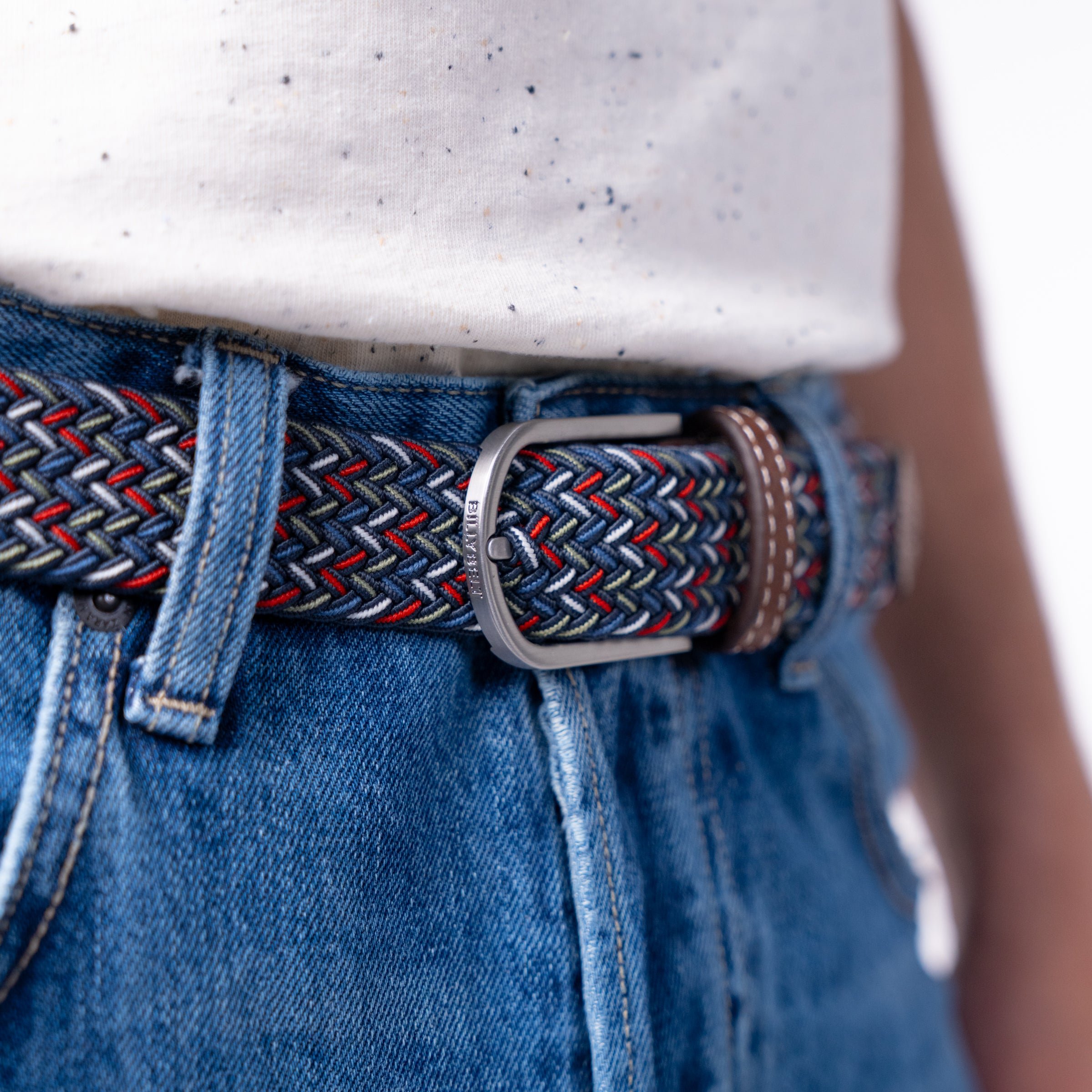 Multicolored braided elastic belt BILLYBELT Blue