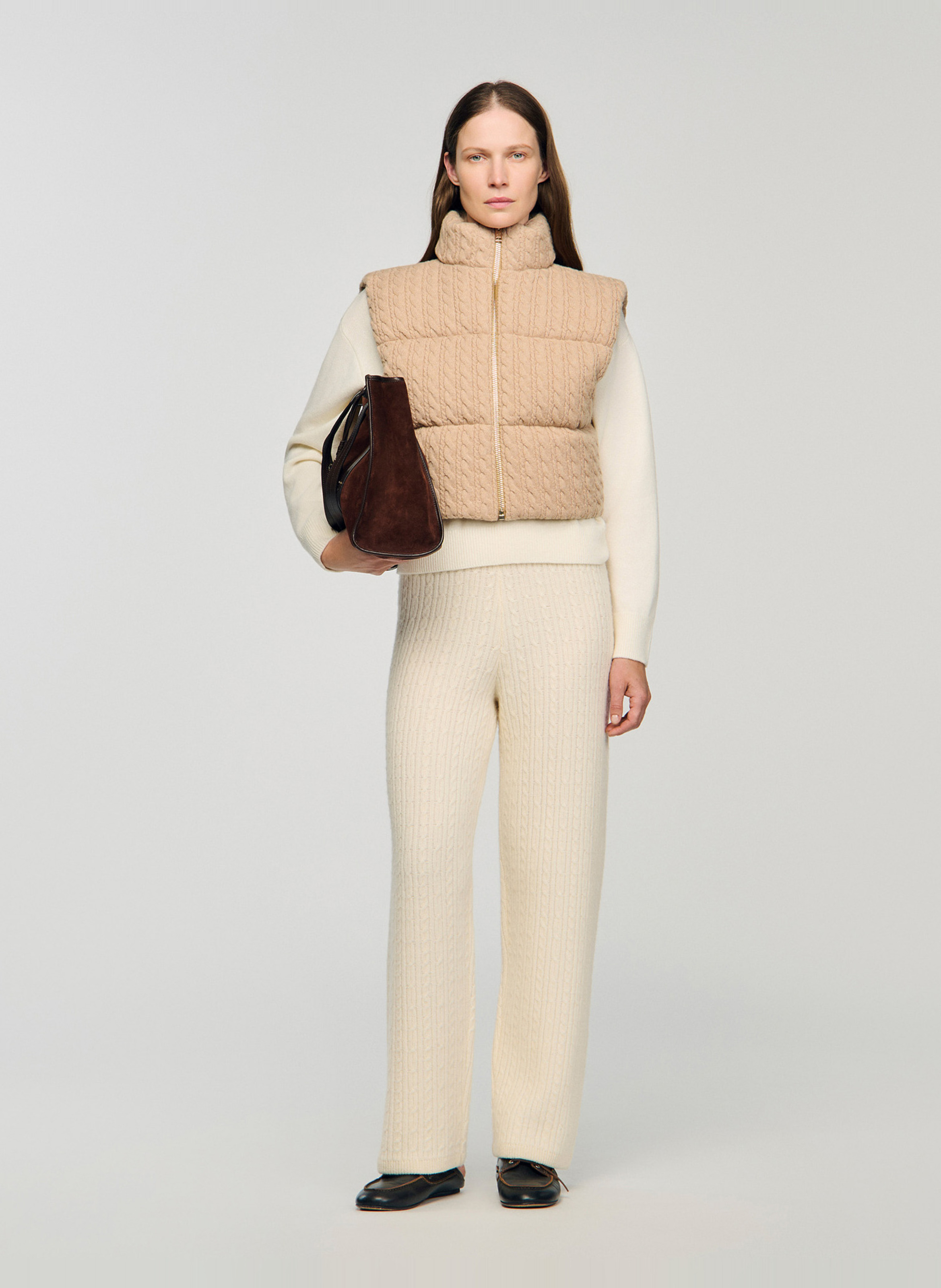 Kort aansluitend wollen jack SANDRO Beige