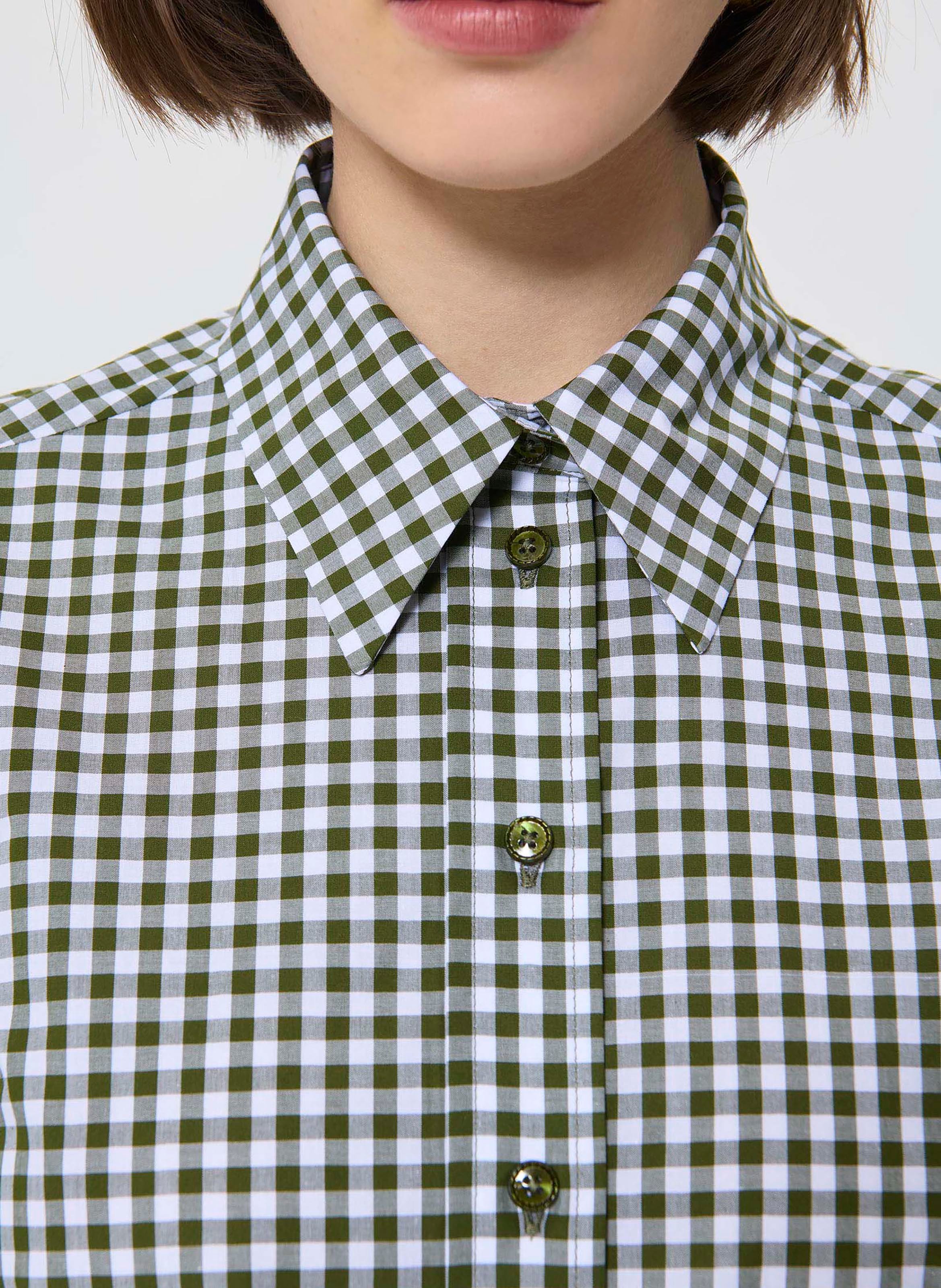 Chemise droite col classique en coton bio imprimé TARA JARMON Vert