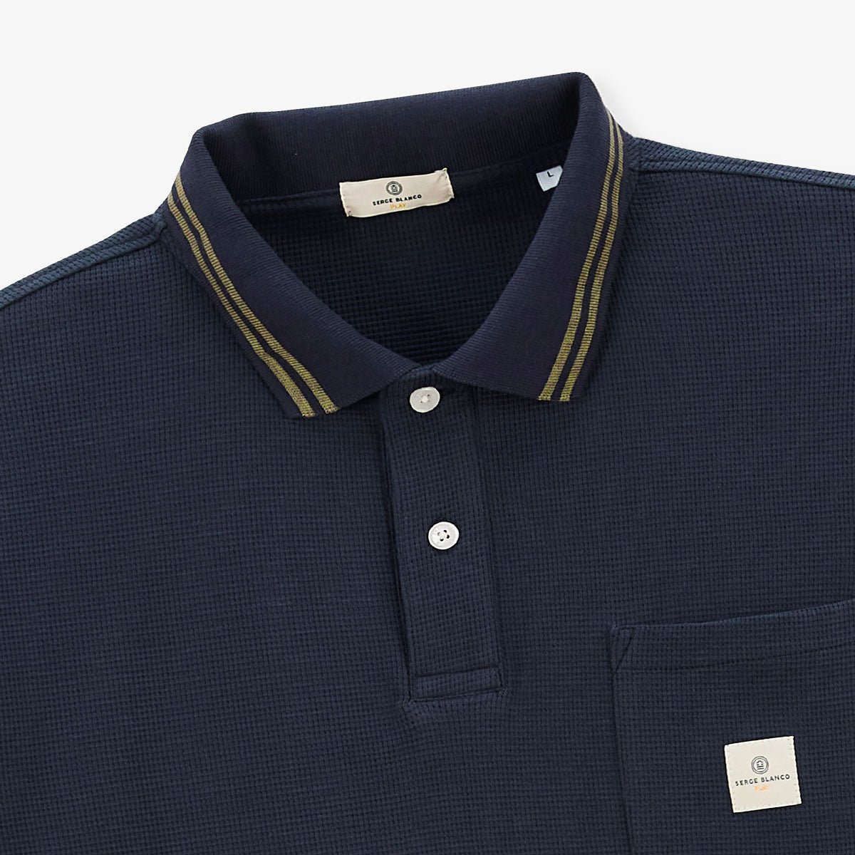 Short-sleeved waffle fabric polo SERGE BLANCO Blue