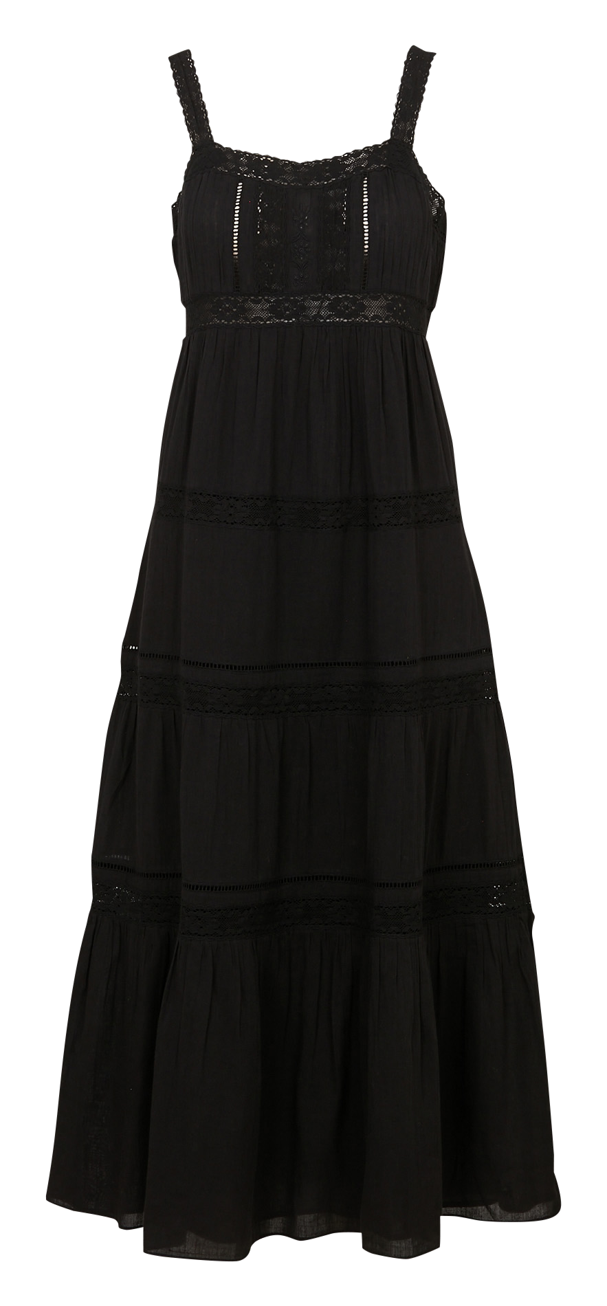 Langes Baumwollkleid mit eckigem Ausschnitt SUD EXPRESS Schwarz