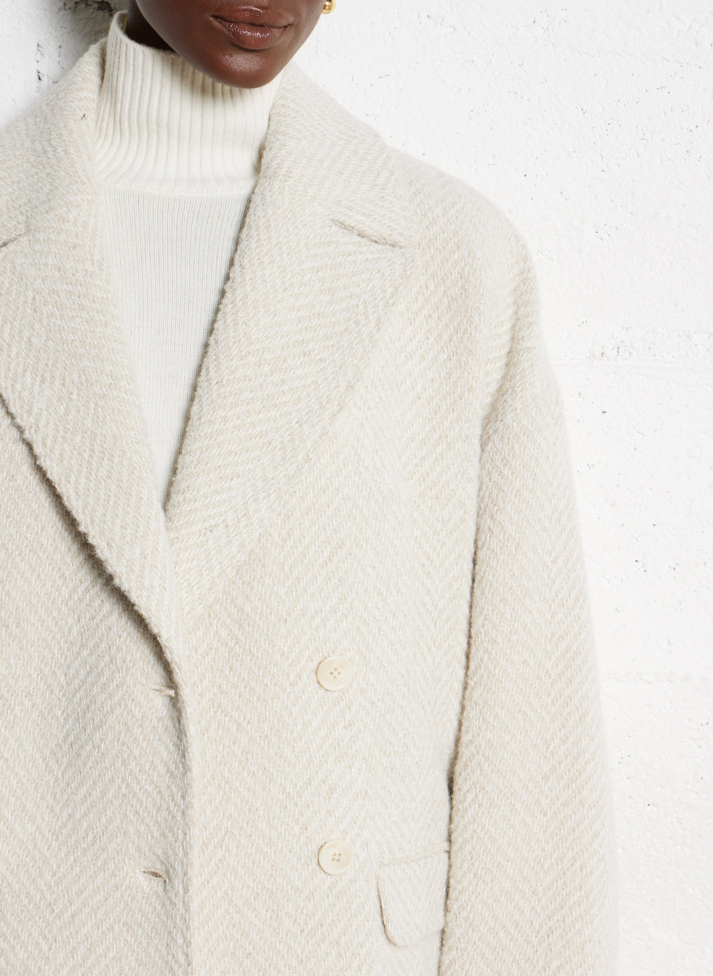 Caban oversize en laine mélangée DES PETITS HAUTS Beige