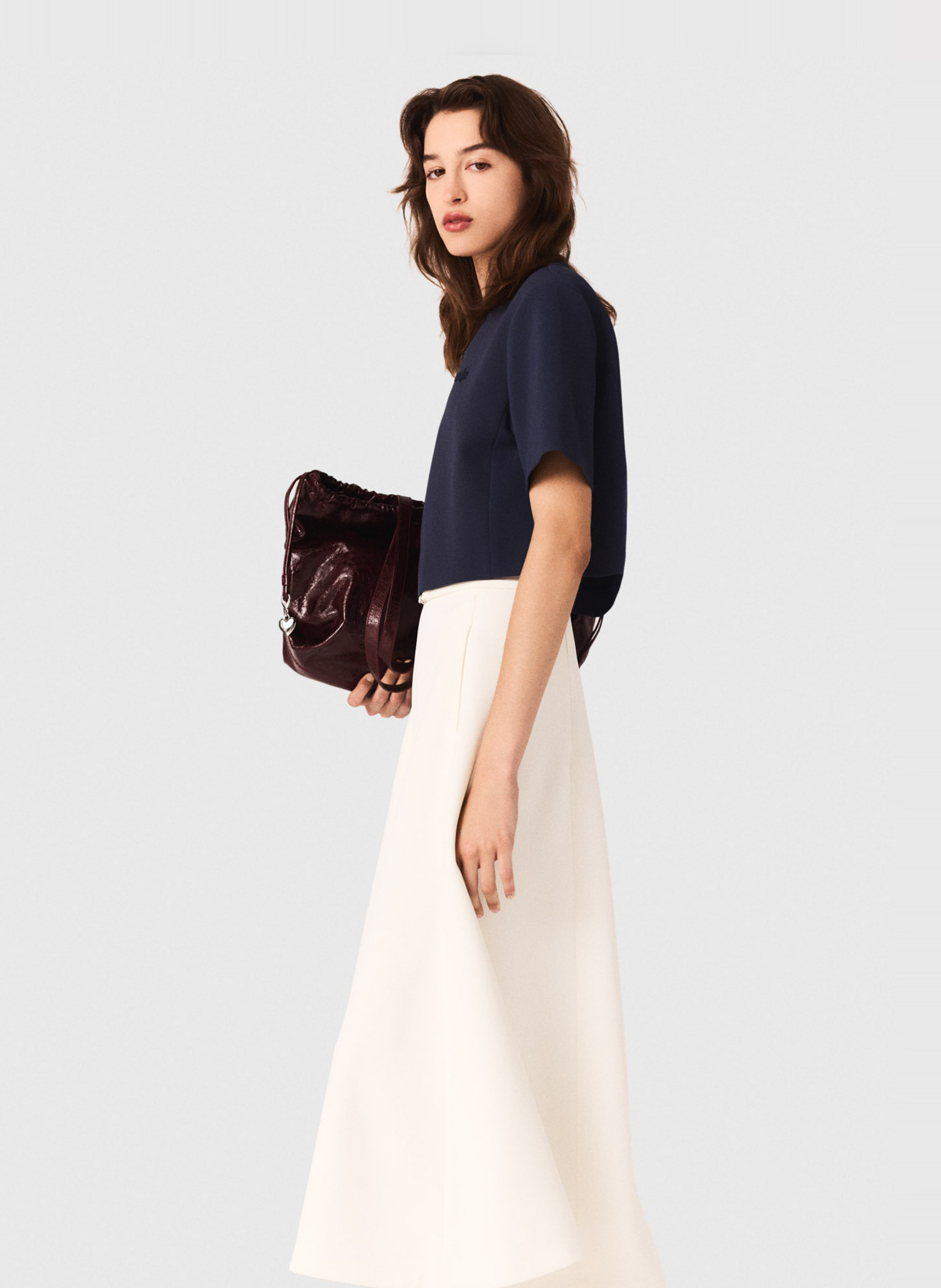 Effen top met lange mouwen en ronde hals MAJE Blauw