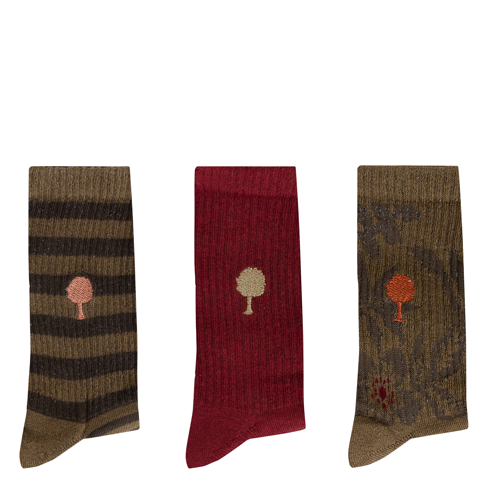 Pack mit 3 Paar bedruckten Baumwollmisch-Socken FAGUO Khaki