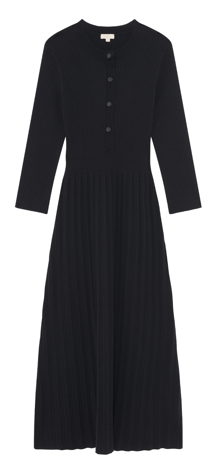 Robe midi col rond  PABLO Noir