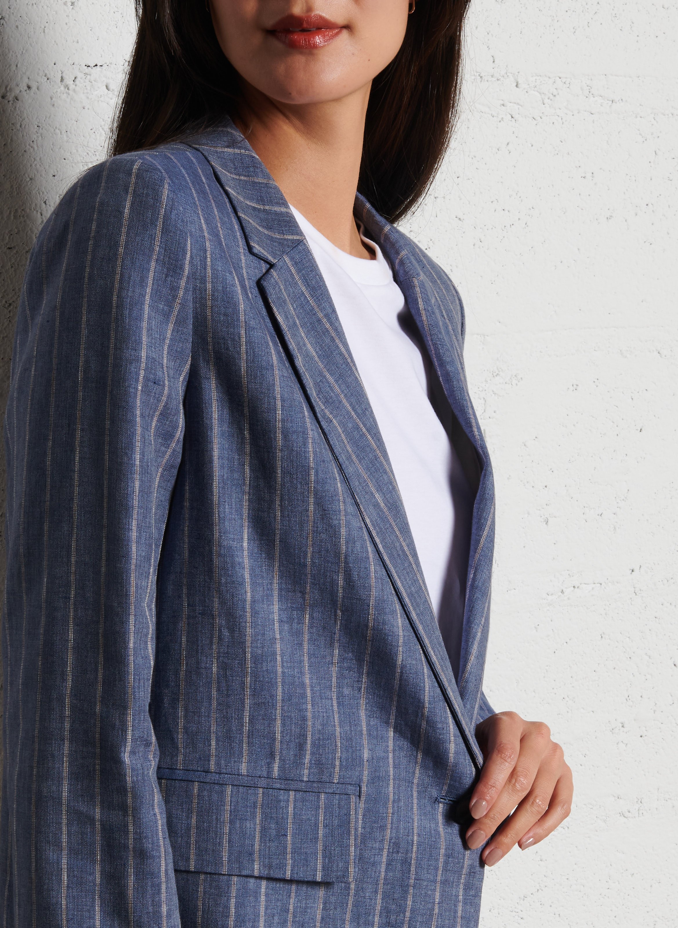 Veste de tailleur droite en lin MAISON 123 Bleu