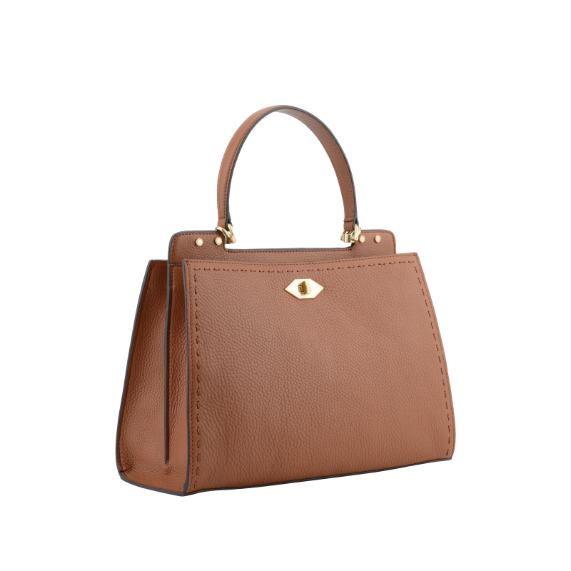 Handbag - cowhide leather POURCHET Brown