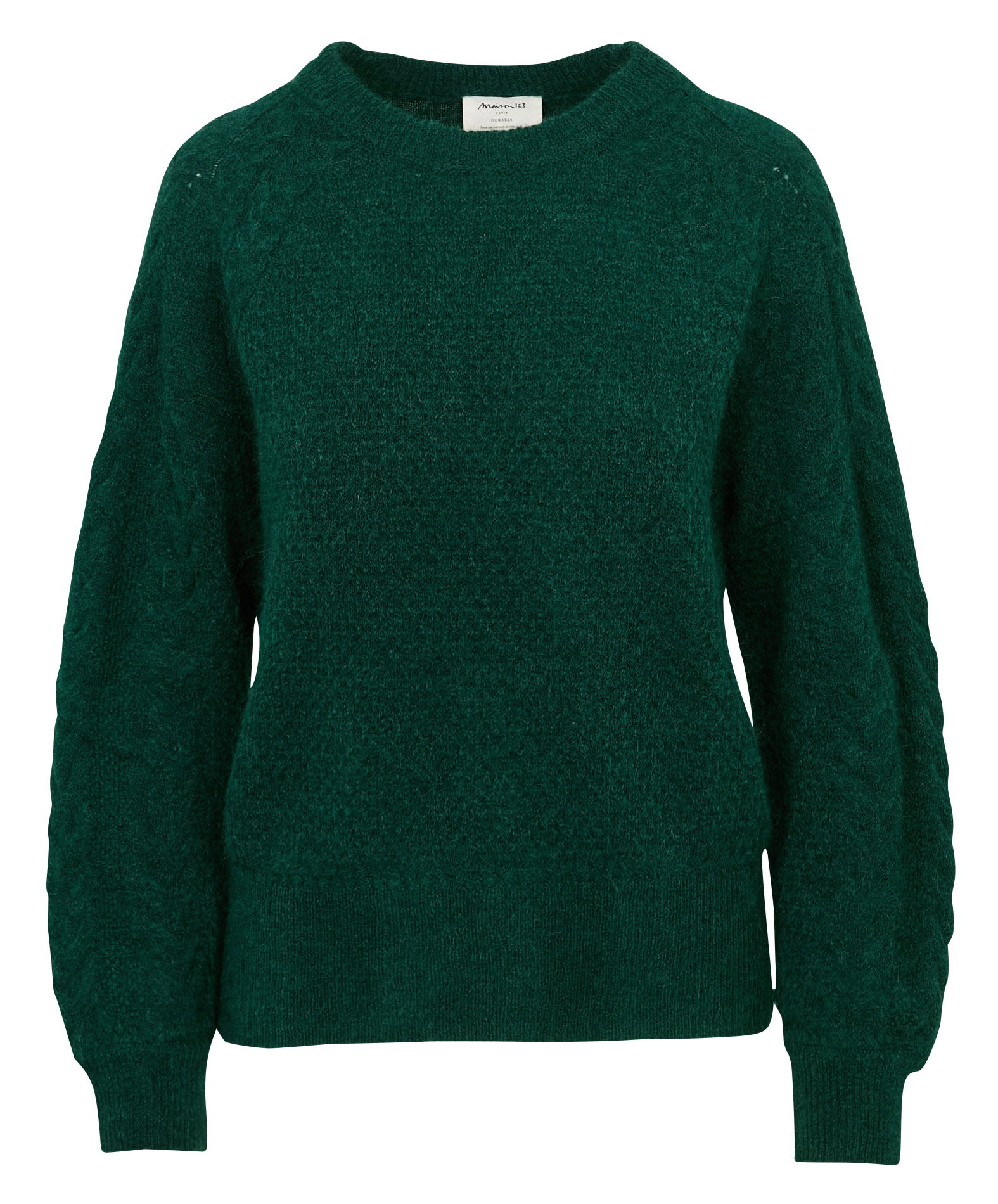 Pull droit col rond en maille MAISON 123 Vert