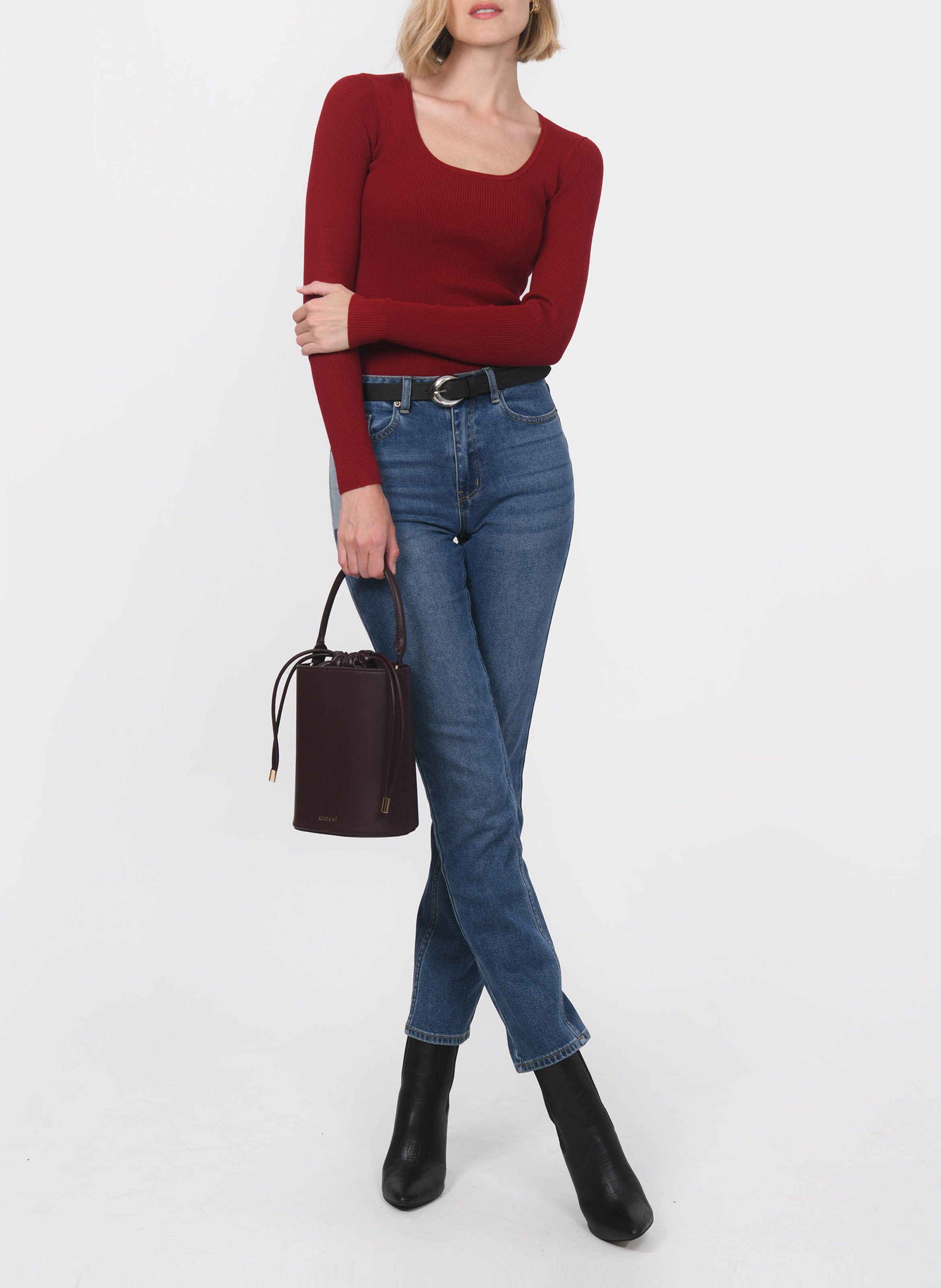 Pull col rond  KOOKAI Rouge