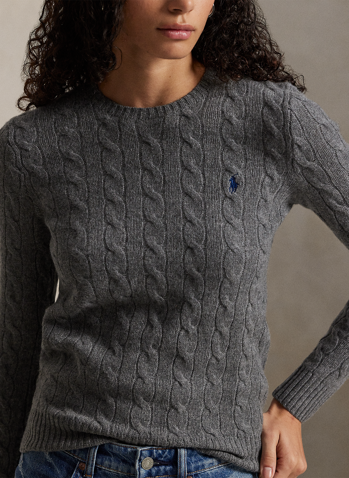 Pull col rond en laine et en cachemire mélangés  POLO RALPH LAUREN Gris