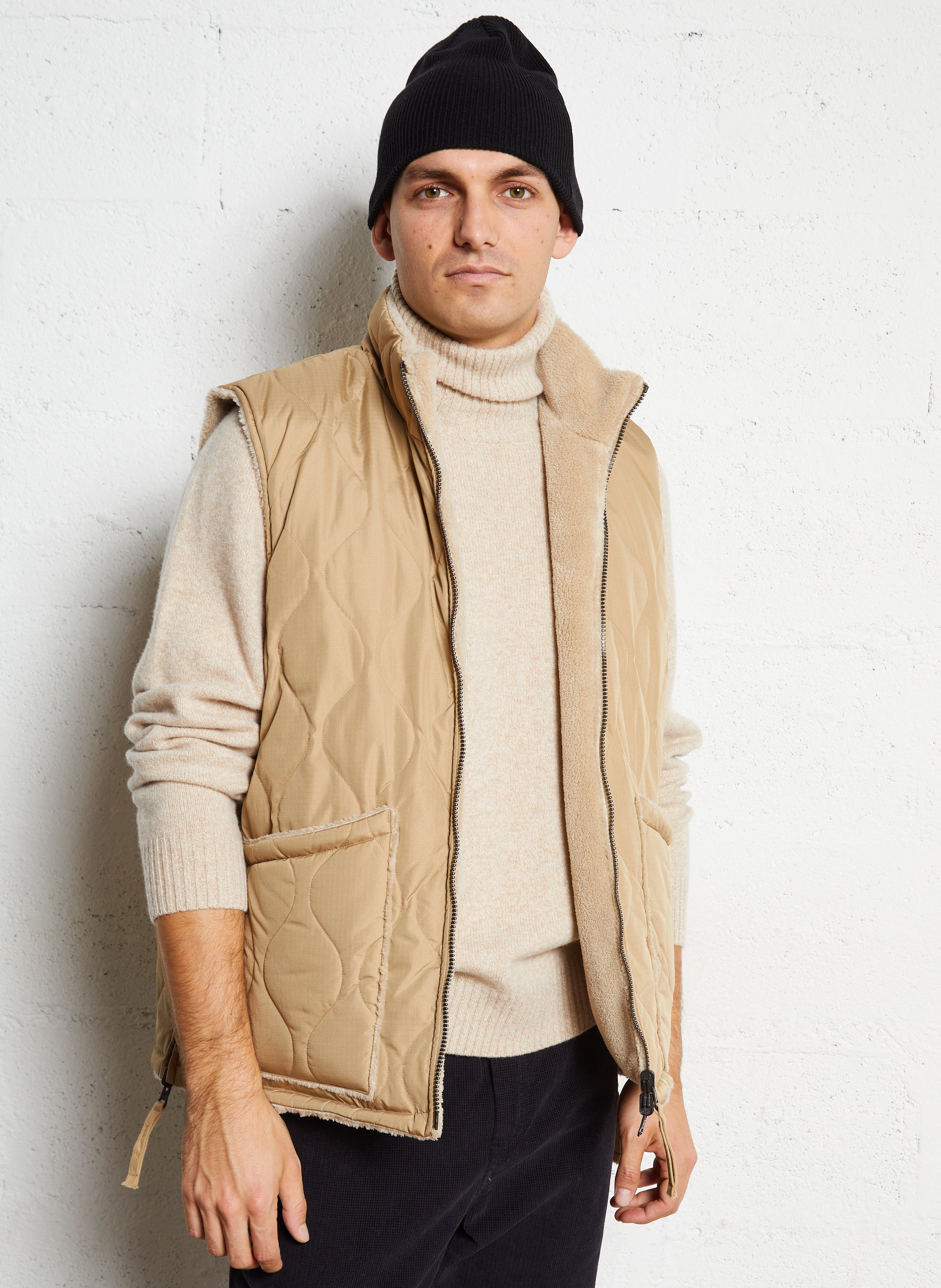 Veste col montant sans manches réversible TAION Beige