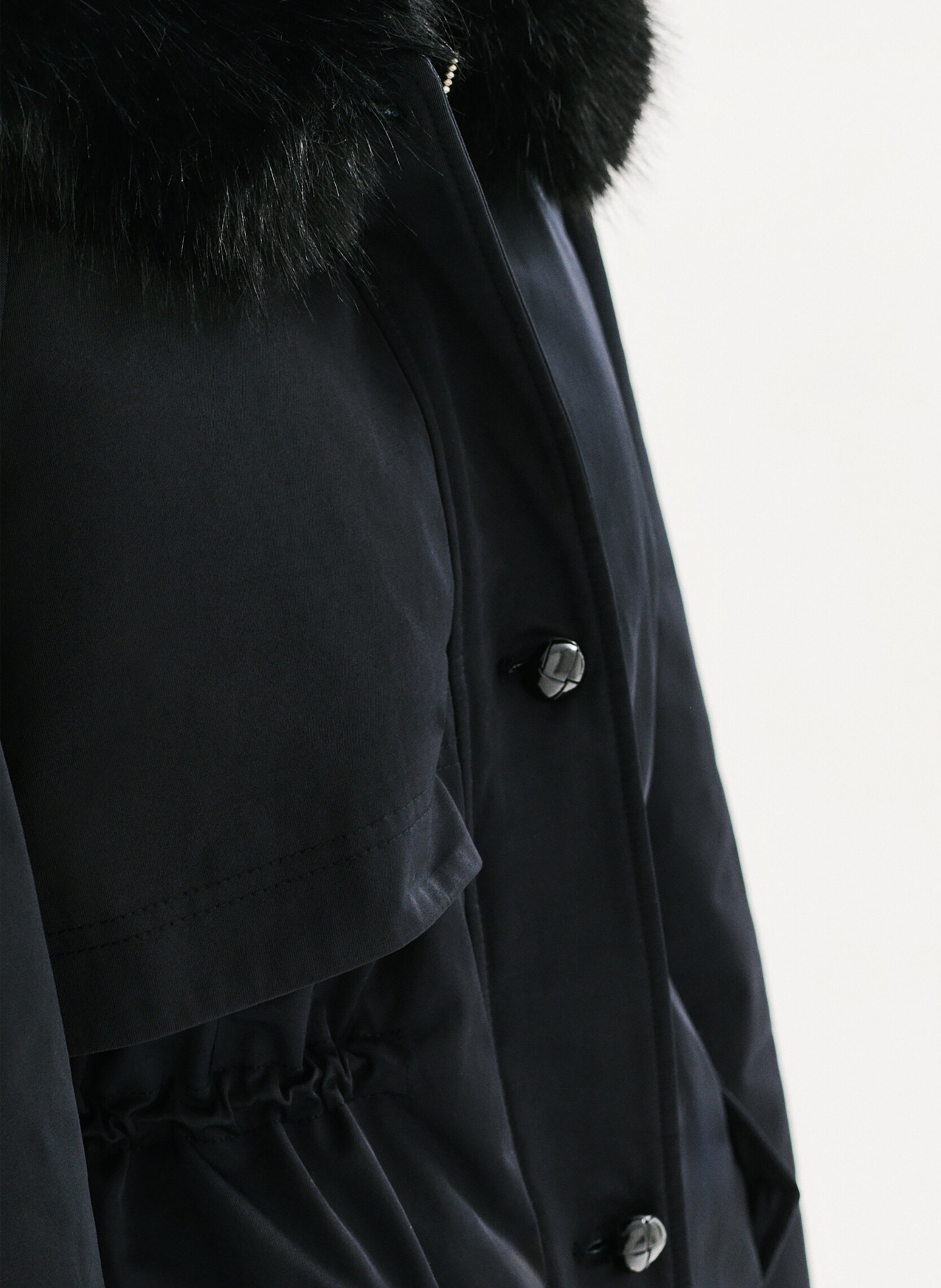 Manteau col fourrure  CAROLL Noir