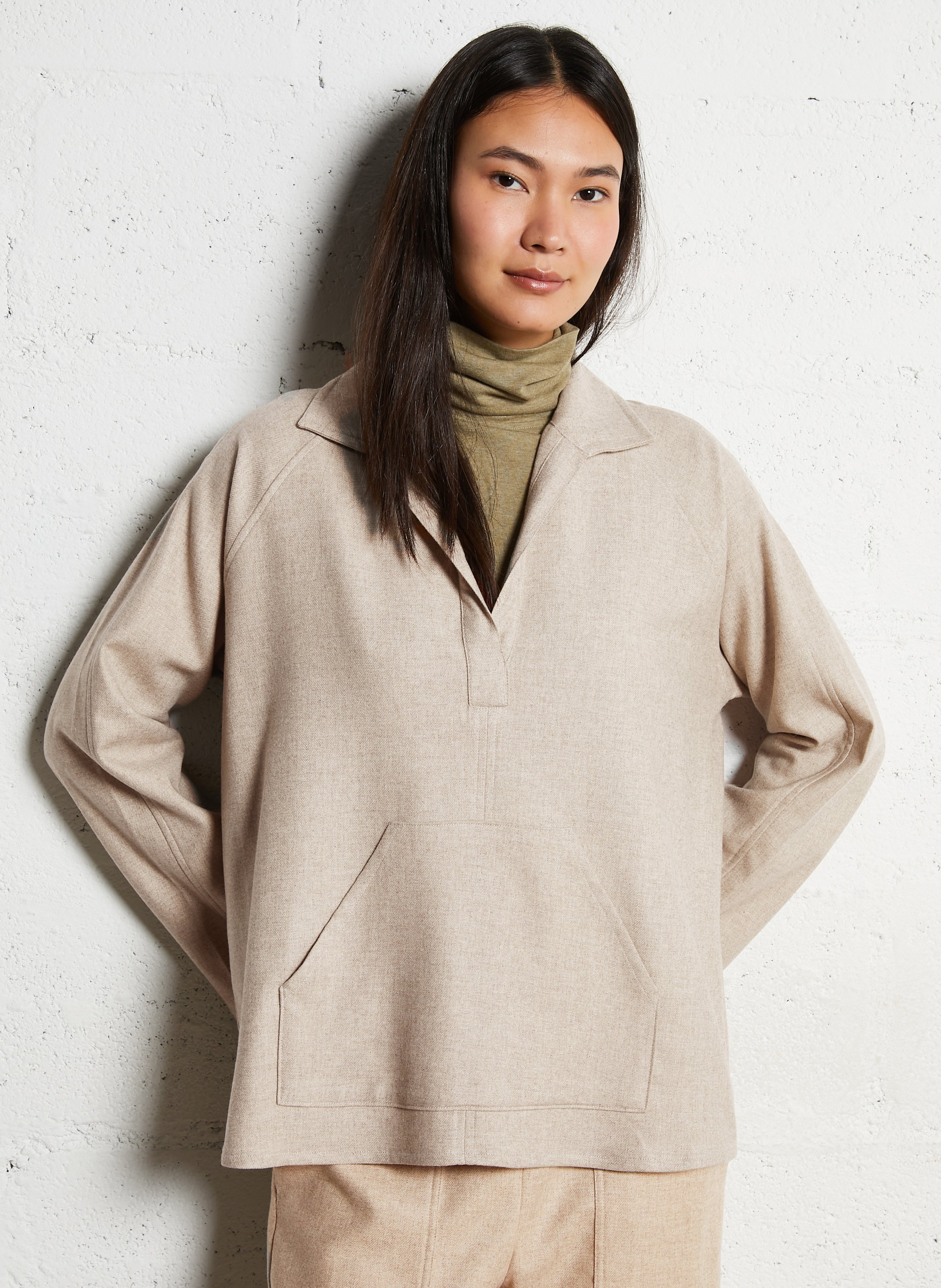 Oversized Long Sleeve Polo Top DIEGA