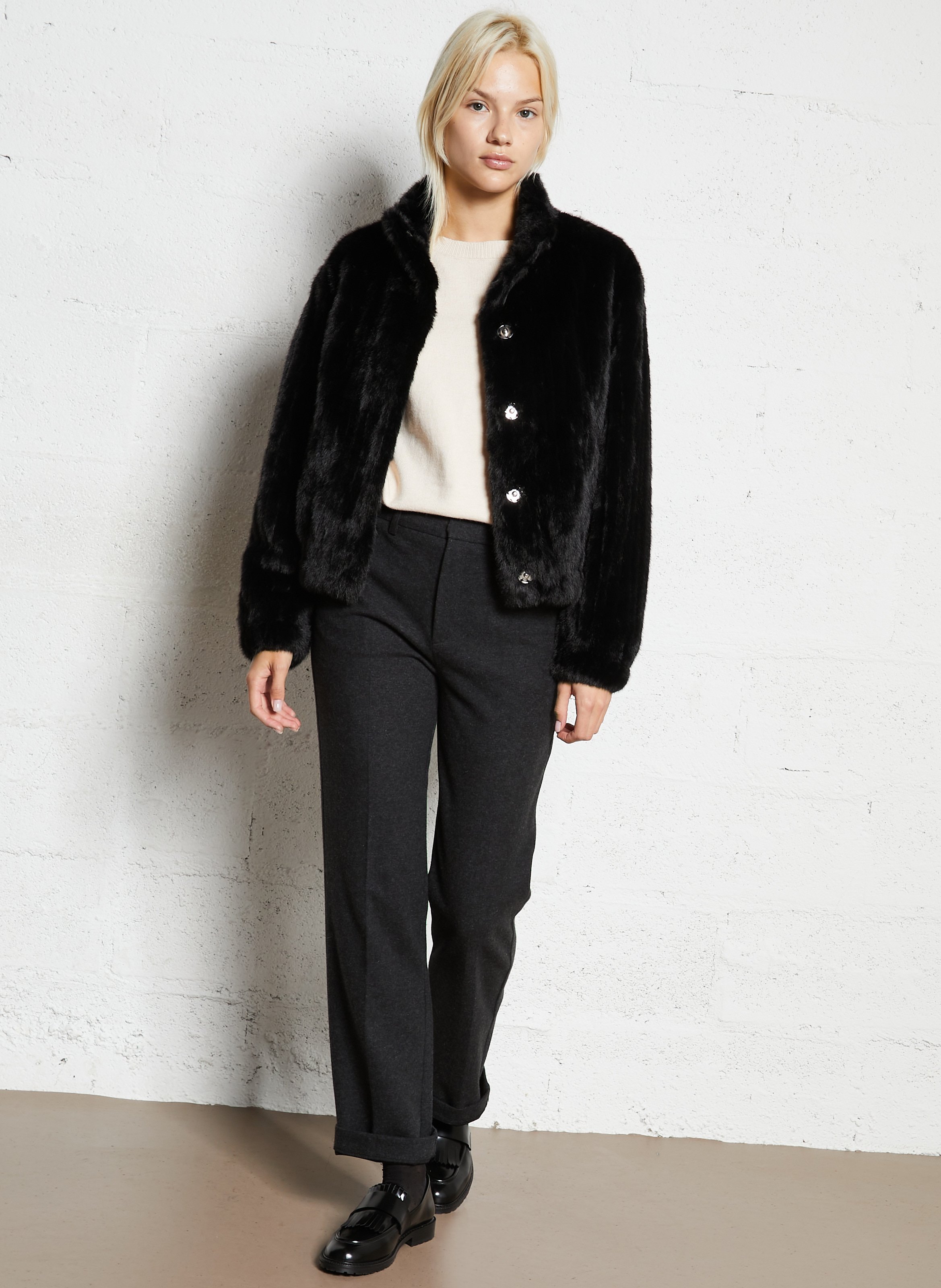 Kunstpelz-Mantel SUD EXPRESS Schwarz