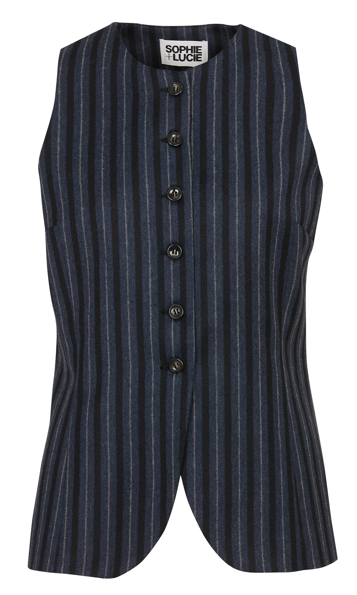 Striped straight wool blend vest SOPHIE+LUCIE Blue