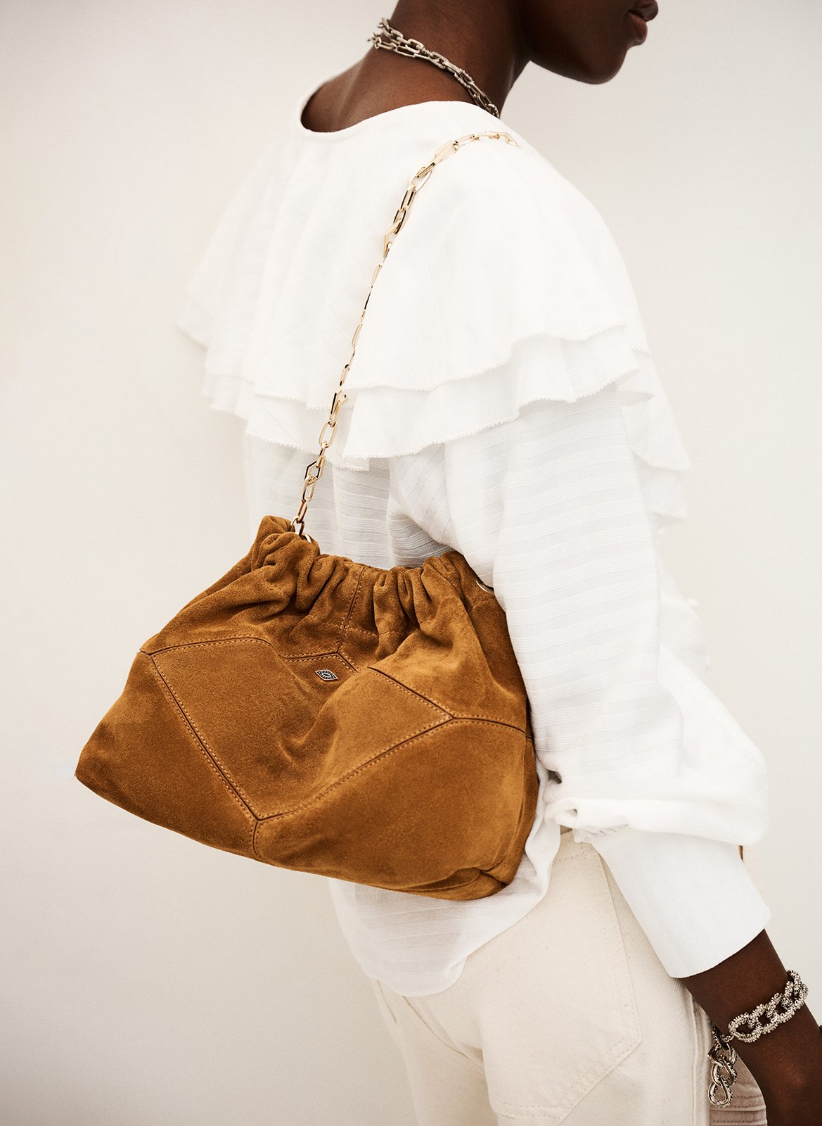 Sac porté épaule en cuir BA&SH Marron