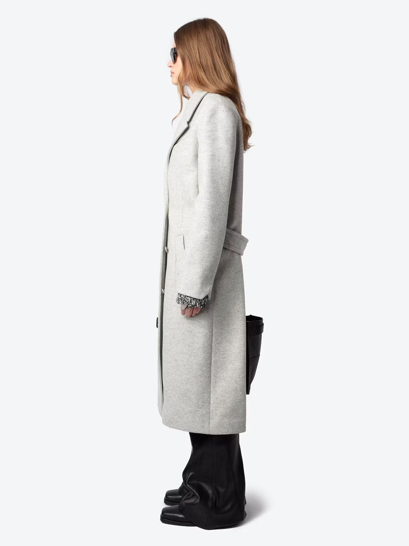 Manteau col tailleur droit en laine recyclée mélangée ZADIG&VOLTAIRE Gris