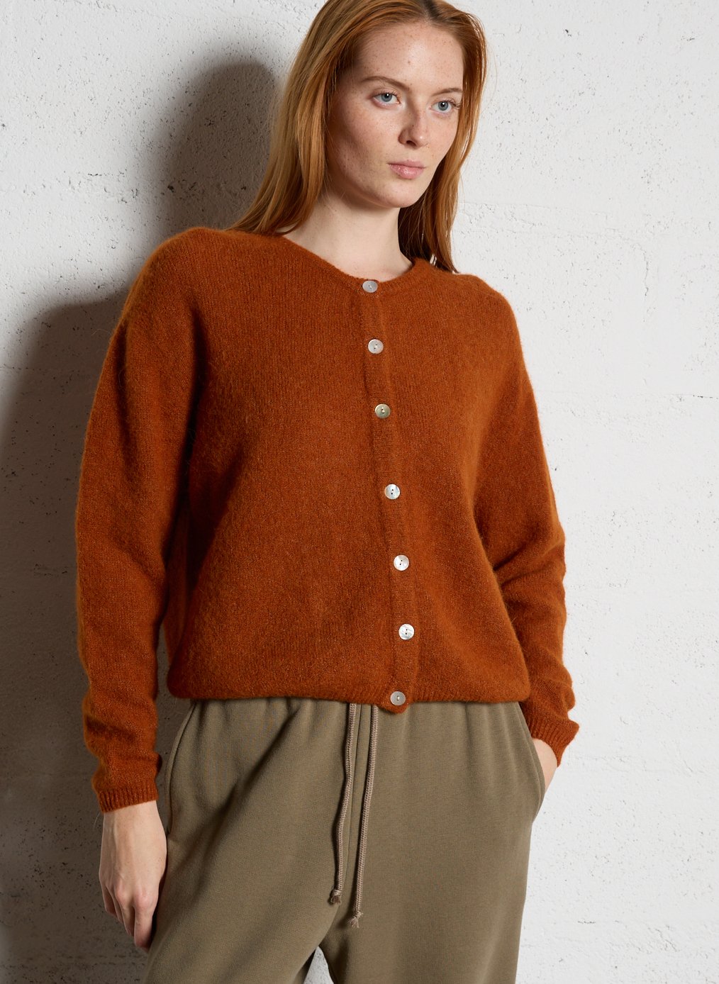 Gilet ample col rond en laine mélangée AMERICAN VINTAGE Marron