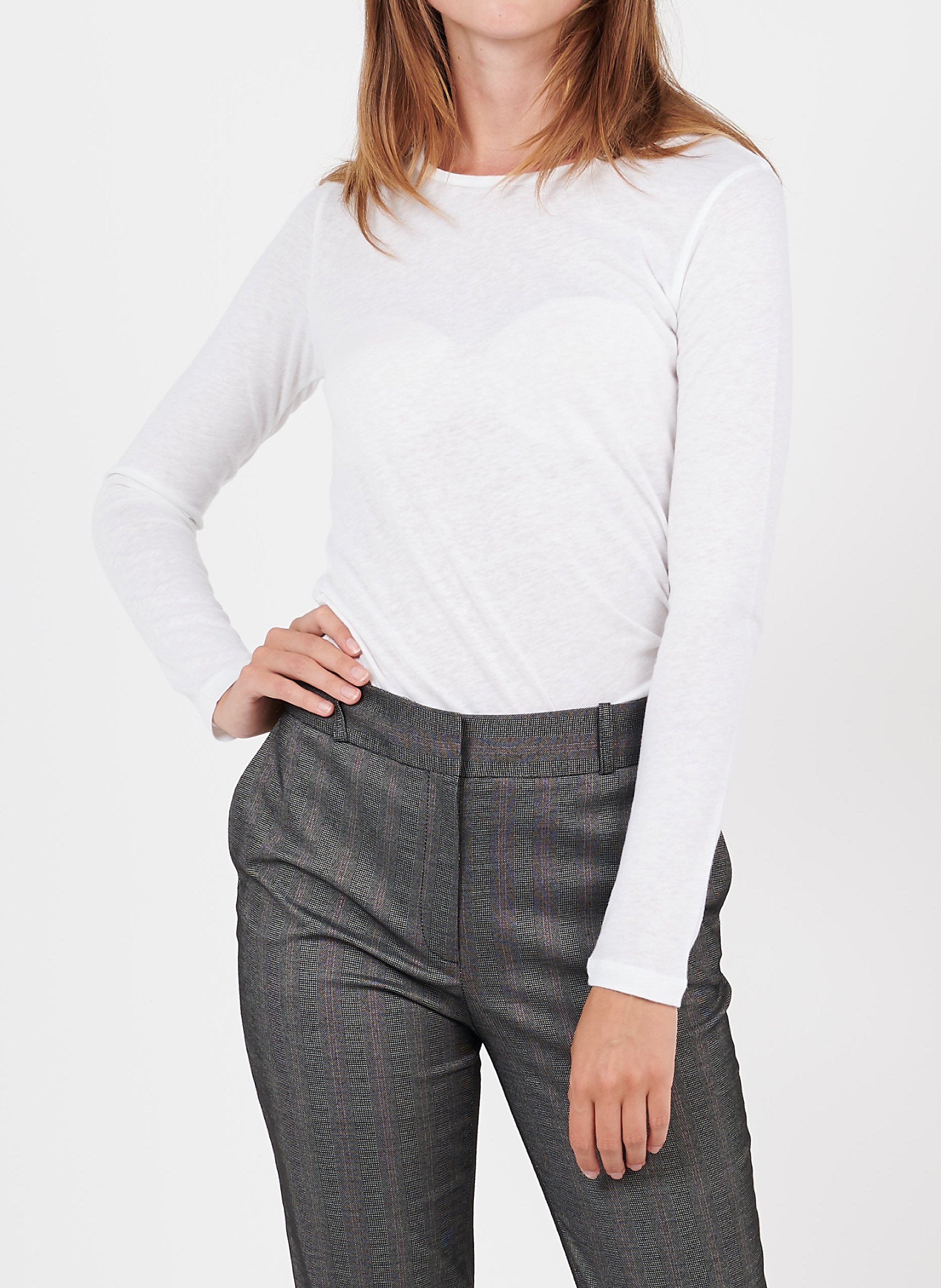 Tee-shirt col rond en coton et cachemire mélangé MAJESTIC FILATURES