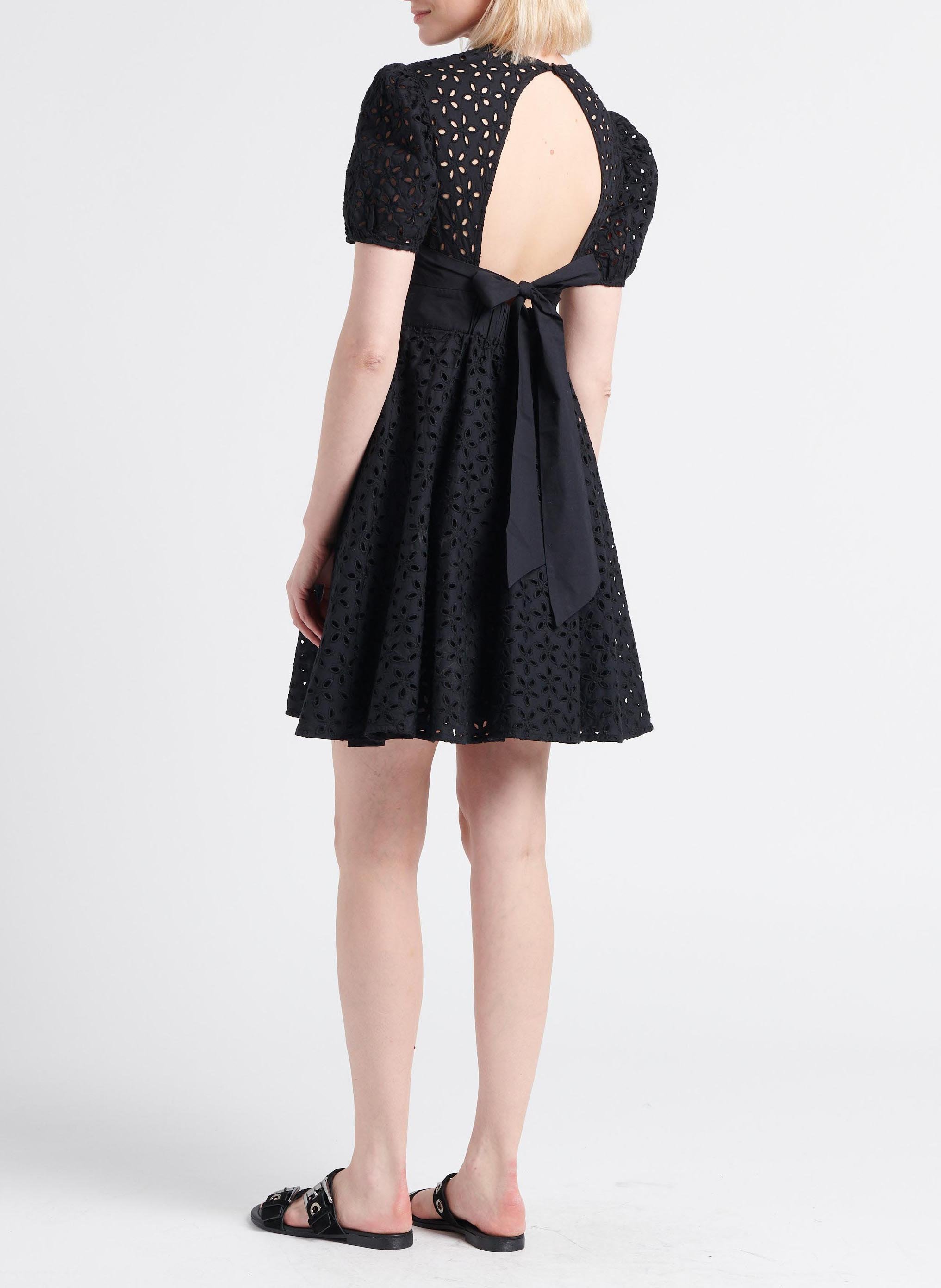 Short cotton broderie anglaise dress PINKO Black