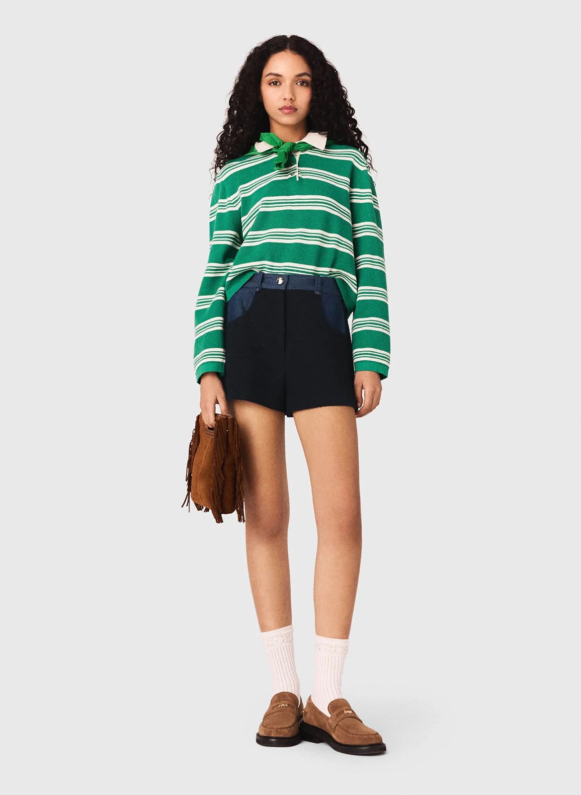 Lange mouwen gestreepte polo MAJE Groen