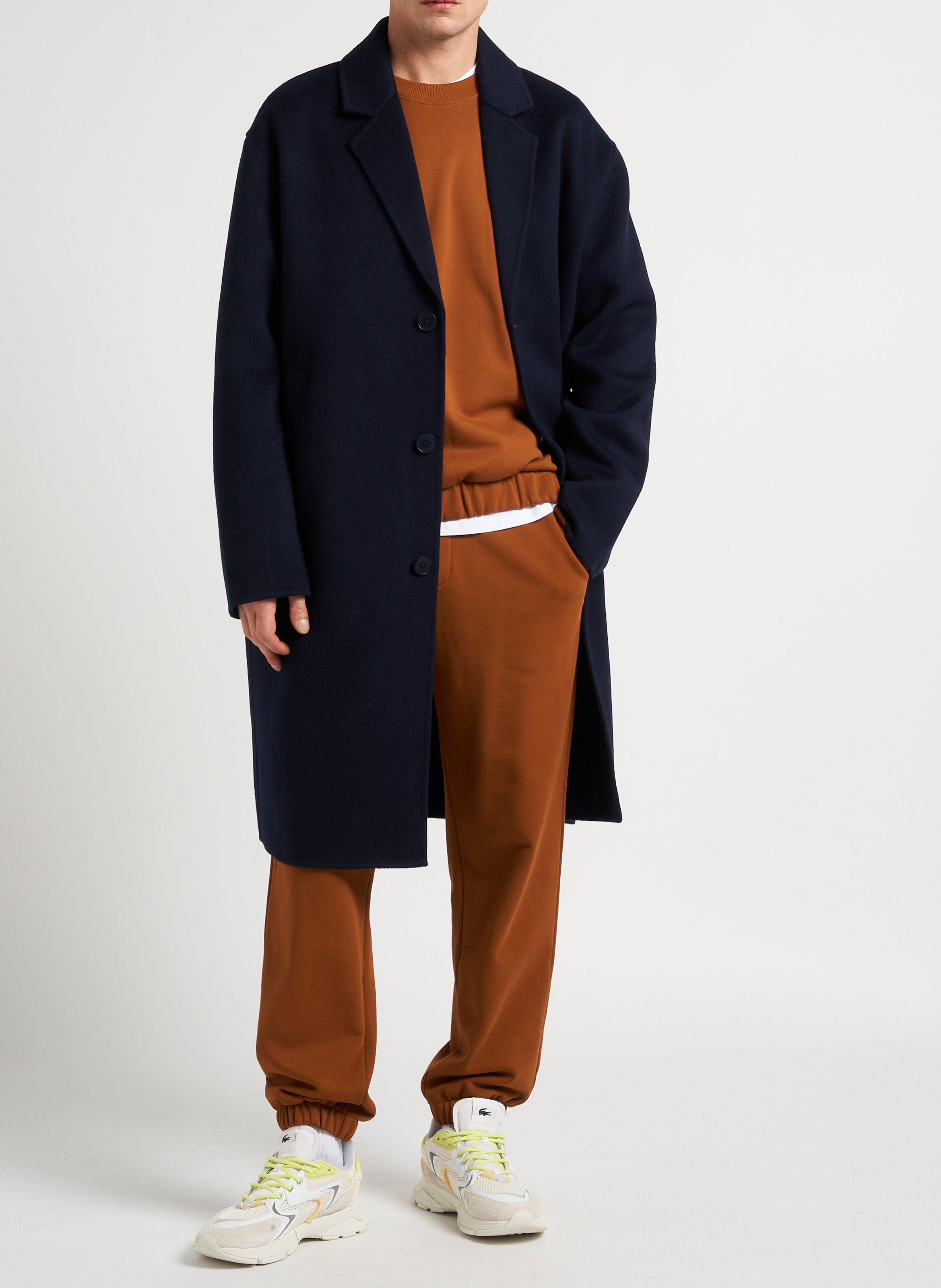 Langer, gerade geschnittener Wollmantel SAISON 1865 Blau