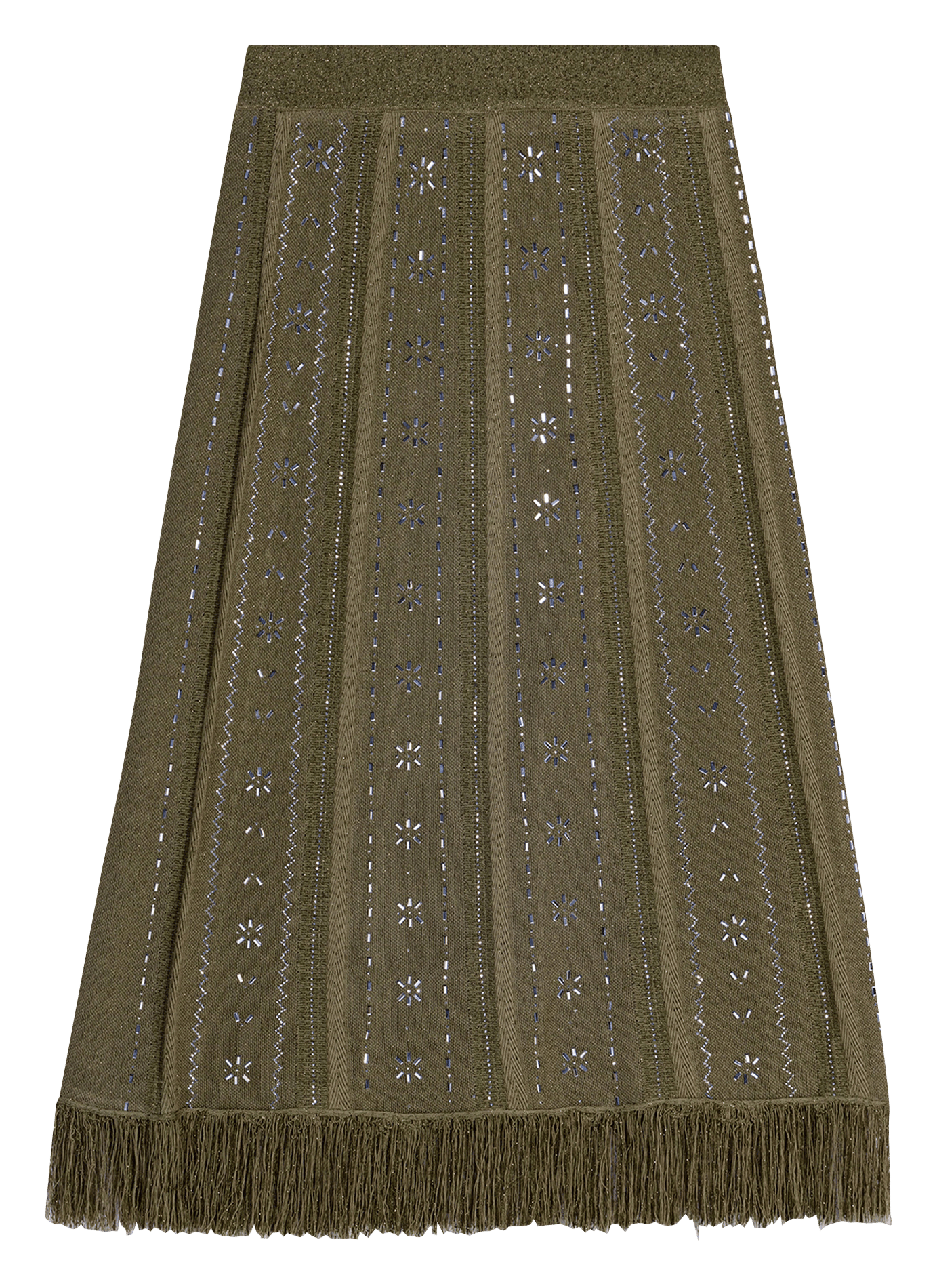 Jupe en maille avec fleurs strassé MAJE Kaki