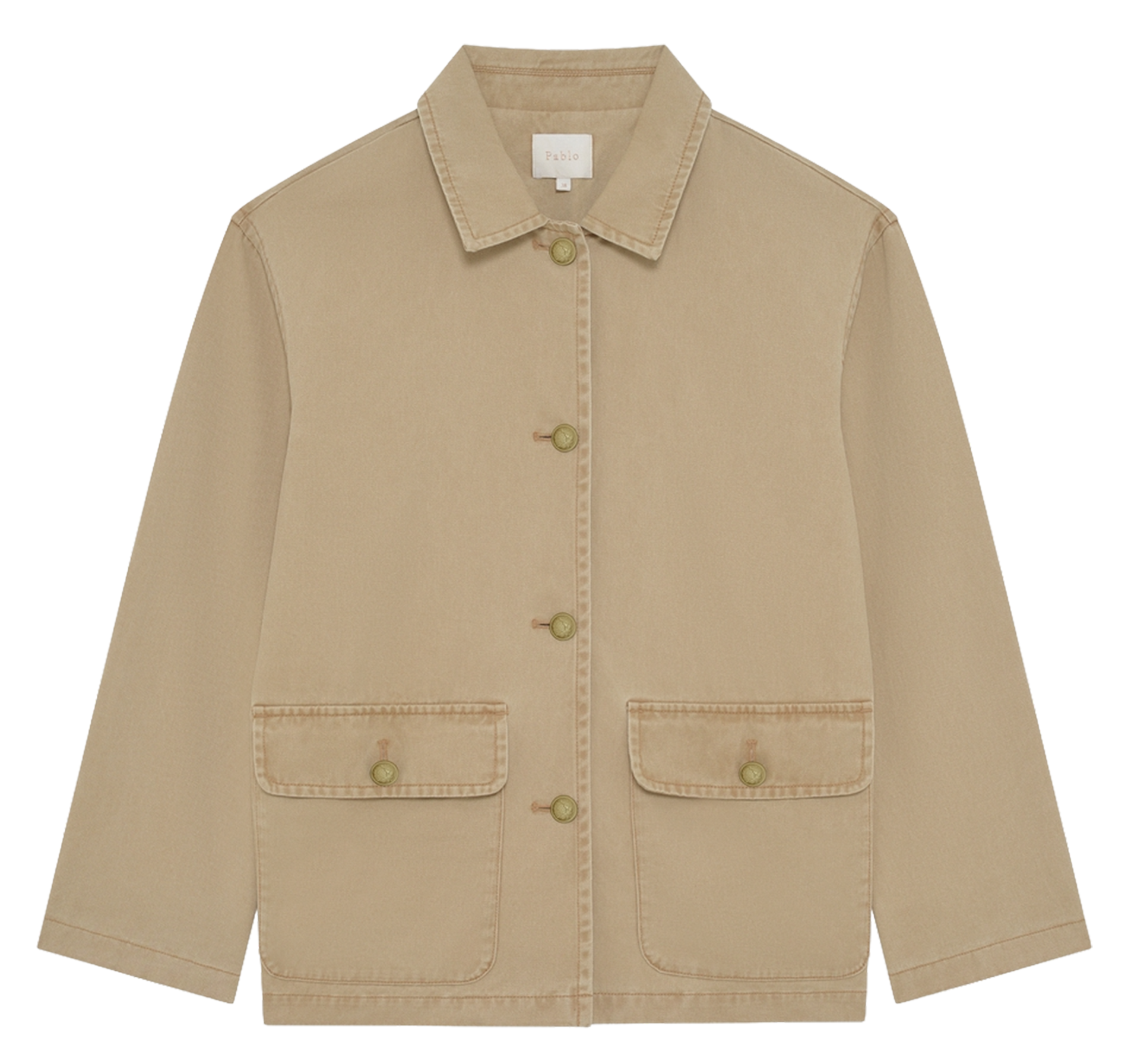 Veste droite col classique en coton PABLO Beige