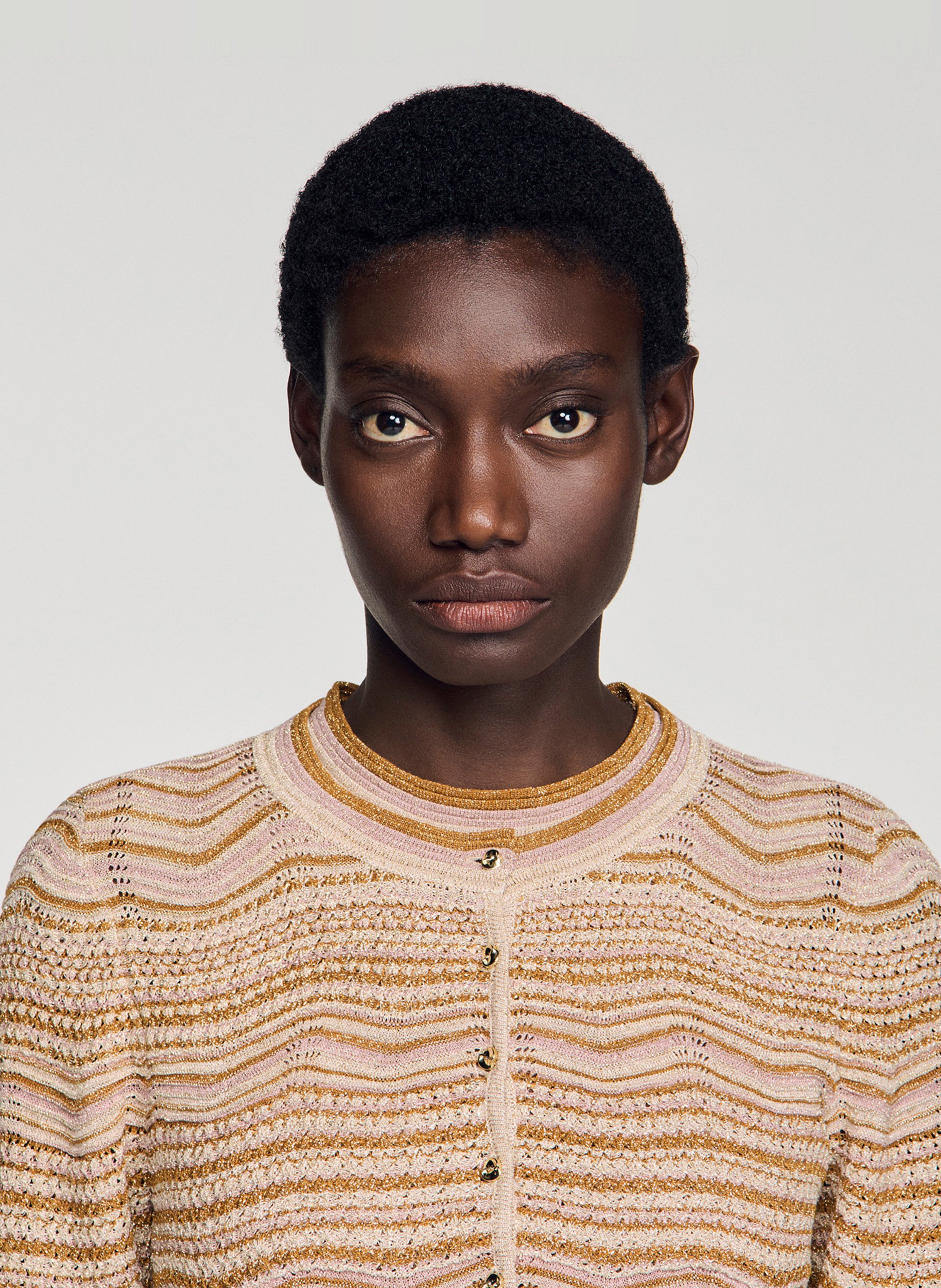 Gilet moulant col rond SANDRO Marron