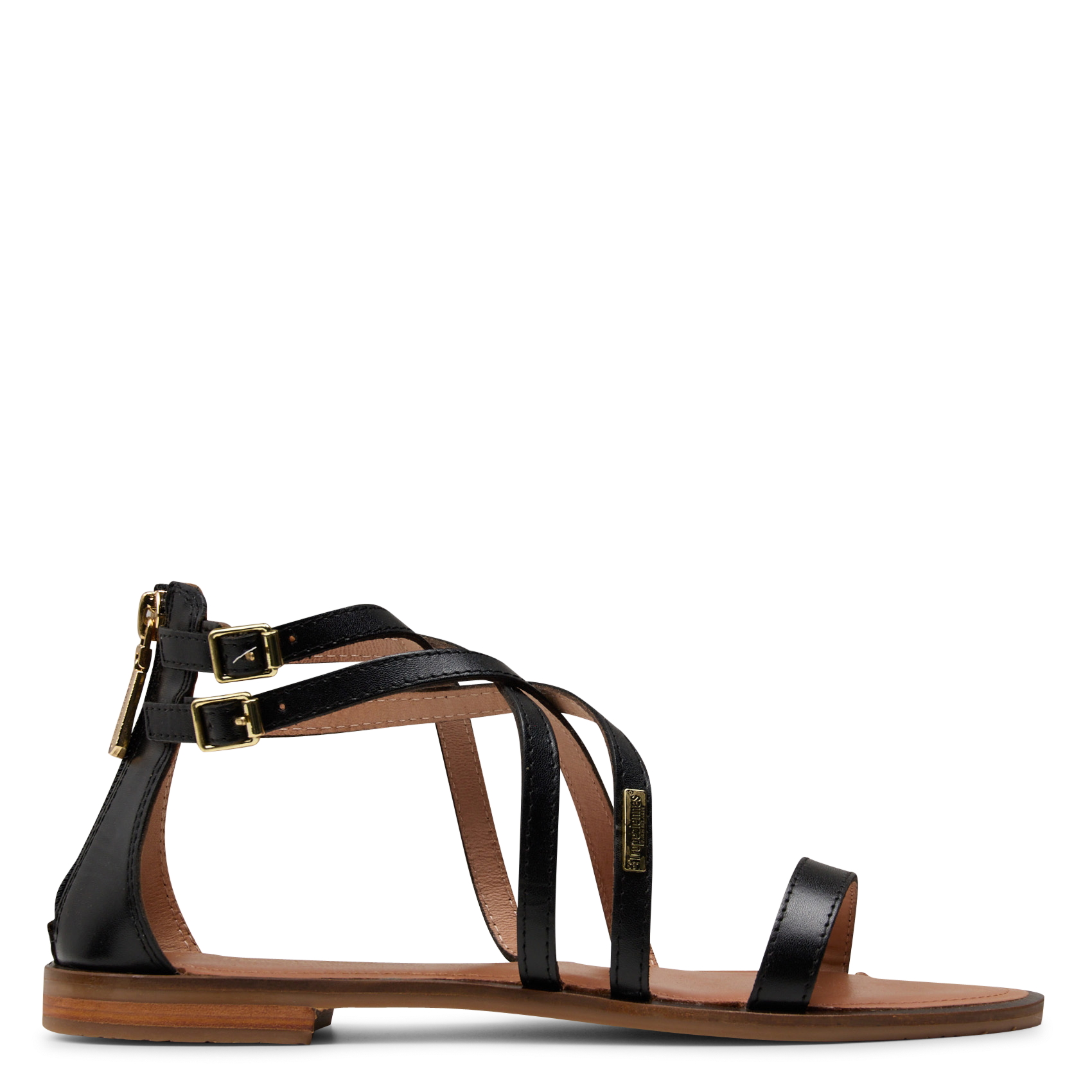 Sandales plates à brides en cuir LES TROPEZIENNES PAR M.BELARBI Noir