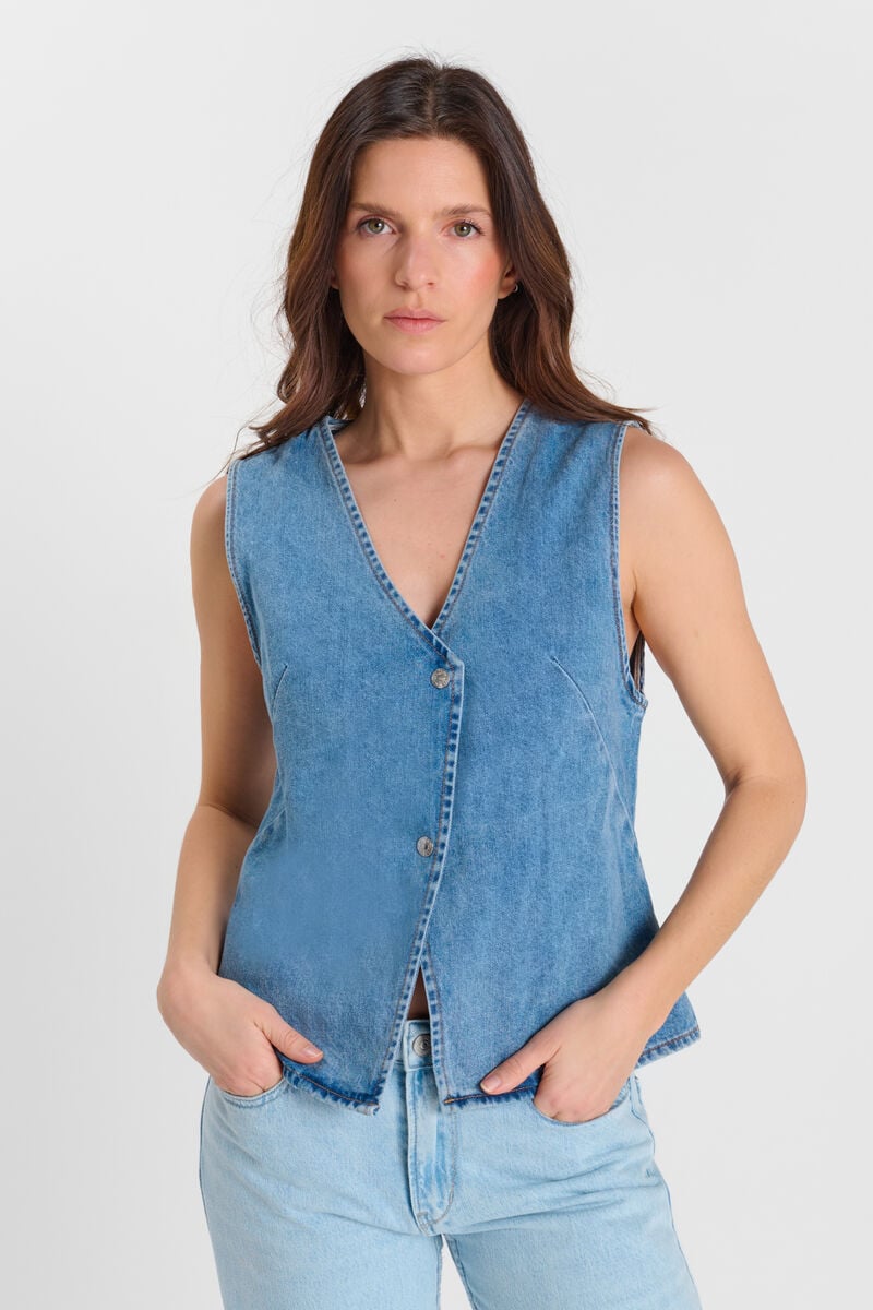 Sleeveless cardigan LE TEMPS DES CERISES Blue