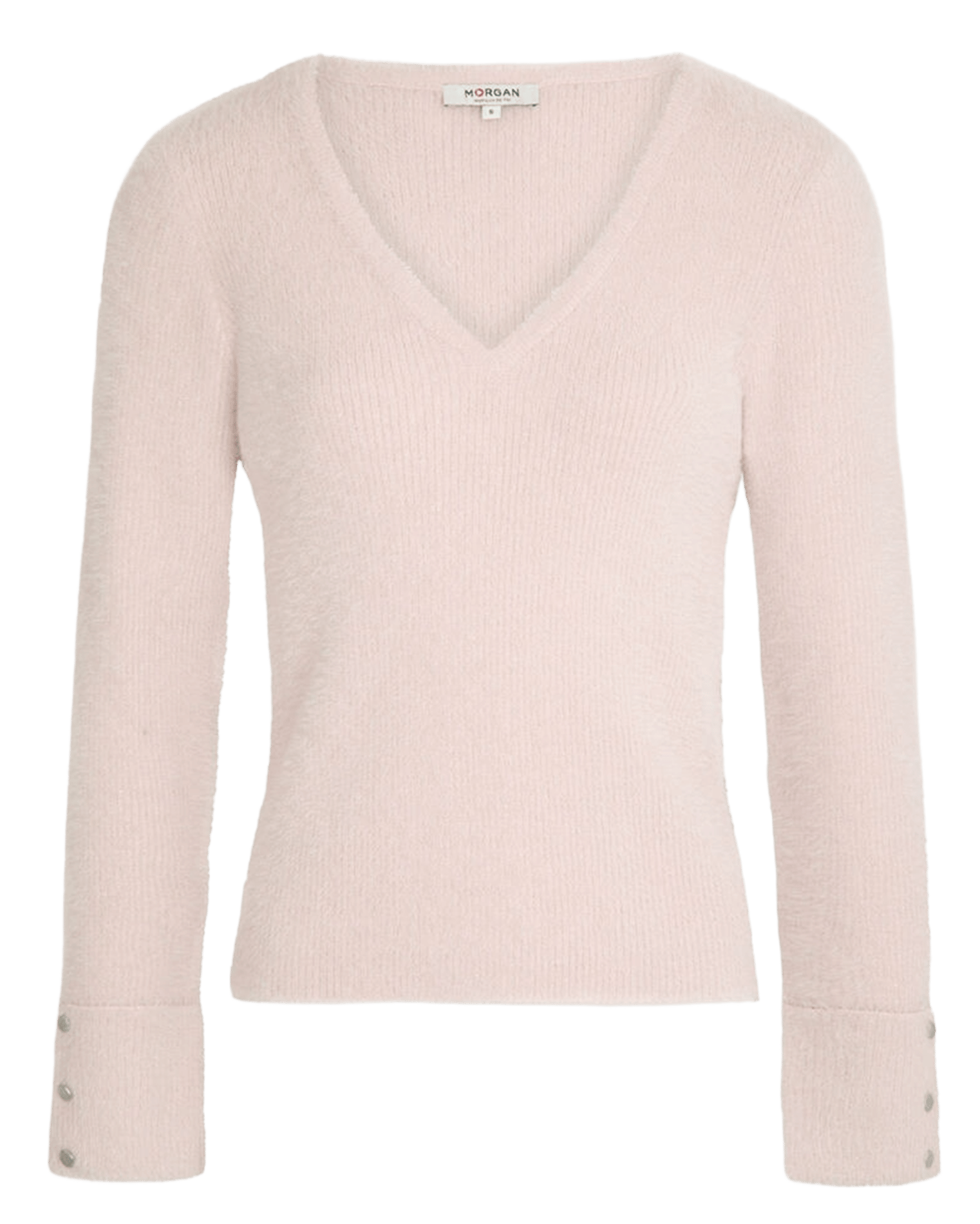 Mixed-knit V-neck sweater 212-MOOVE1 Rose