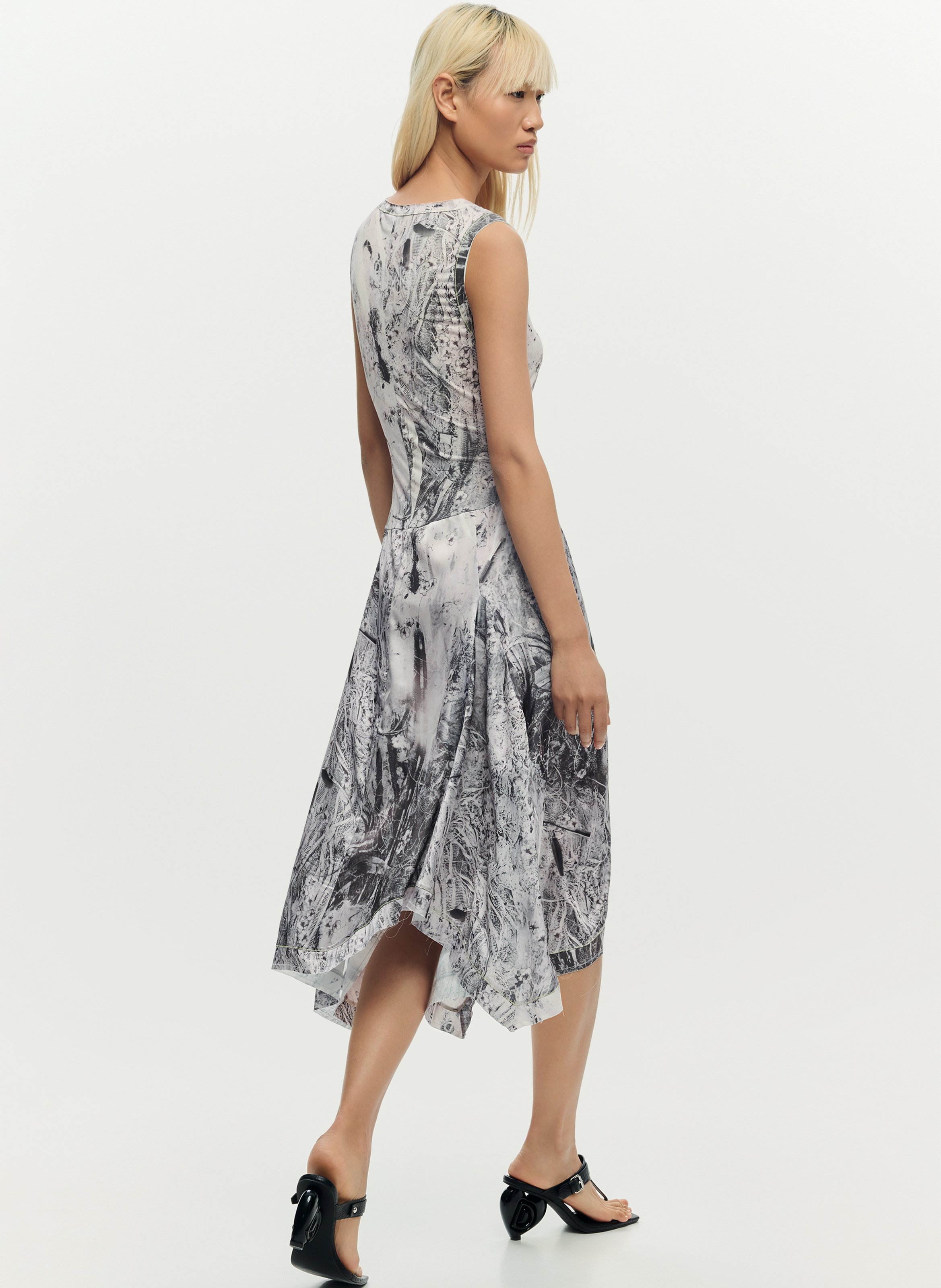 Robe midi col rond imprimée DESIGUAL Noir