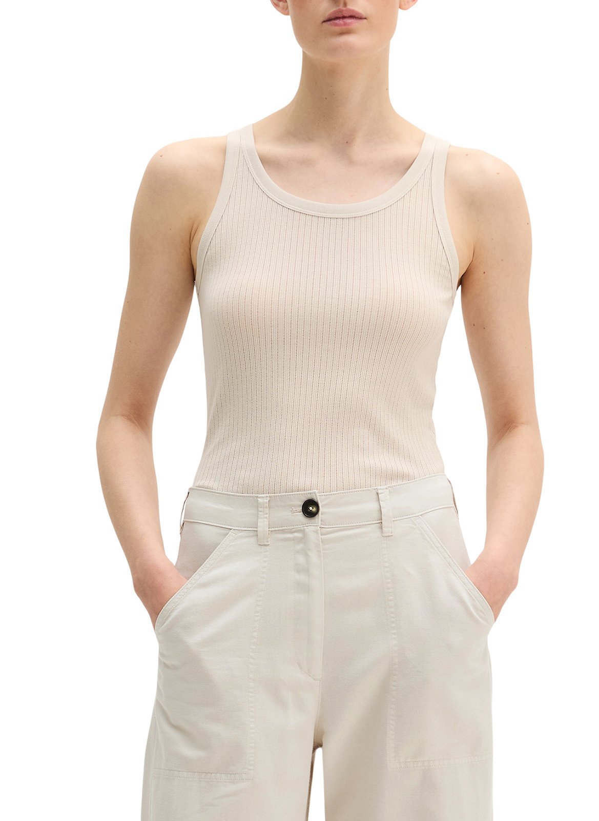 Débardeur uni en maille côtelée MARC O'POLO Beige