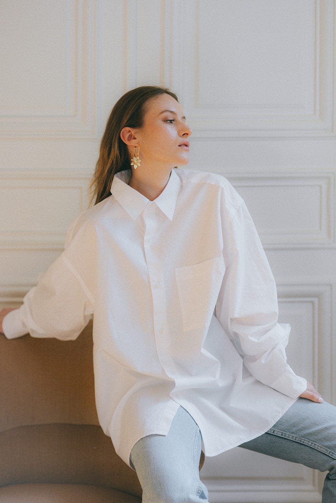 Small silver-plated flower hoop earrings Silver