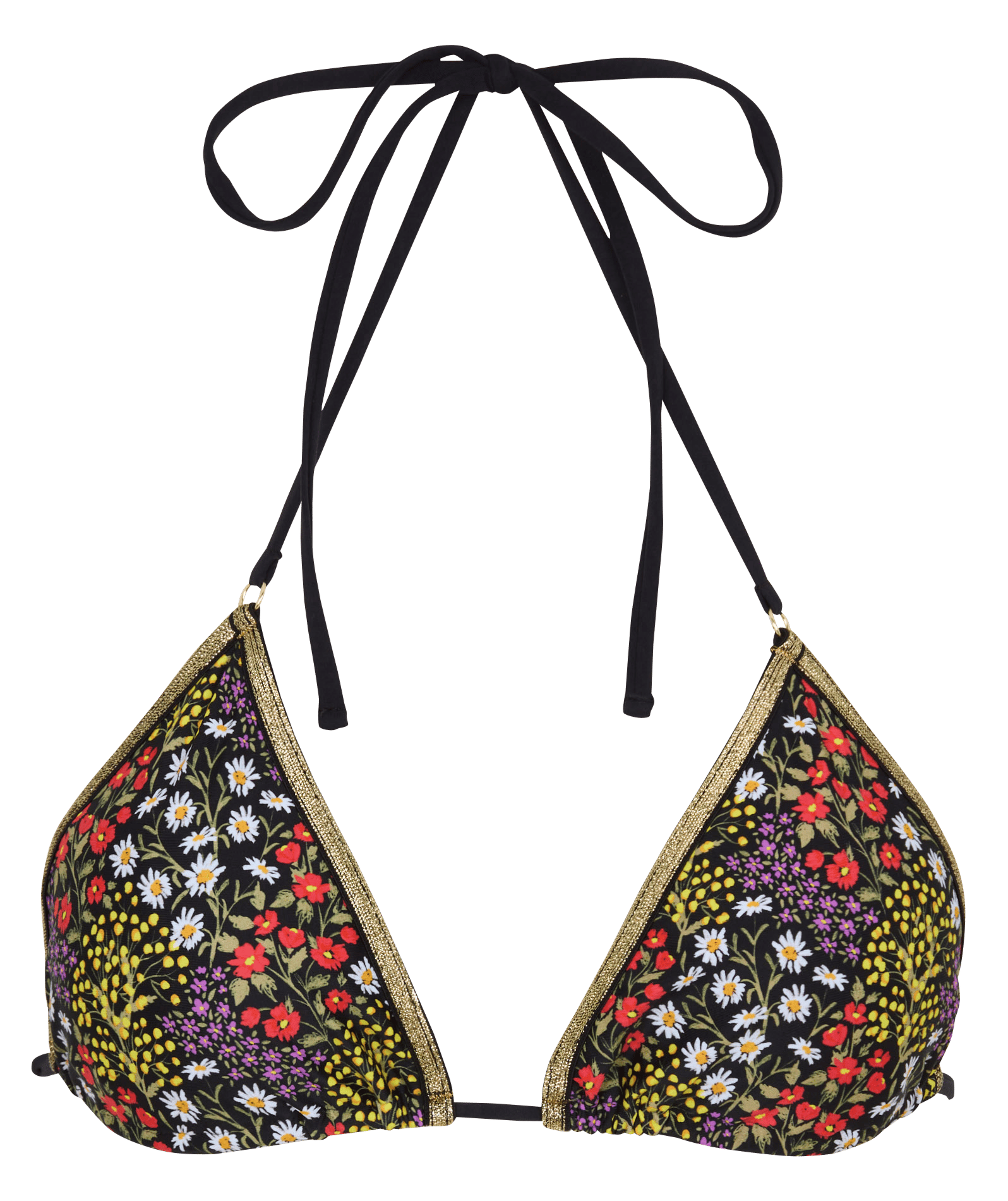 Printed triangle bikini top LA NOUVELLE Black
