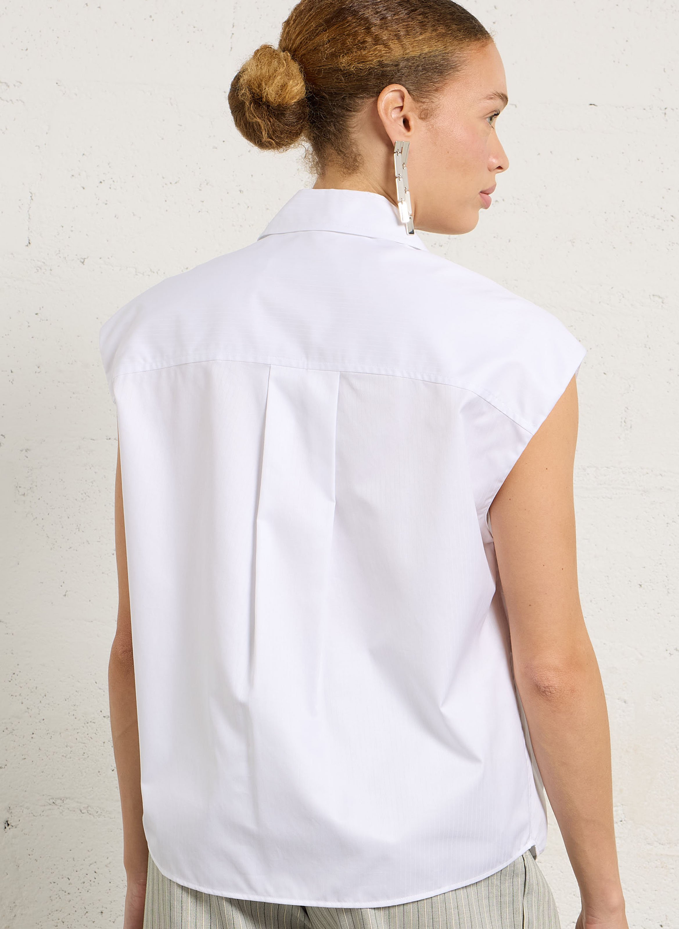 Katoenen blouse met asymmetrische kraag MARGAUX LONNBERG Wit