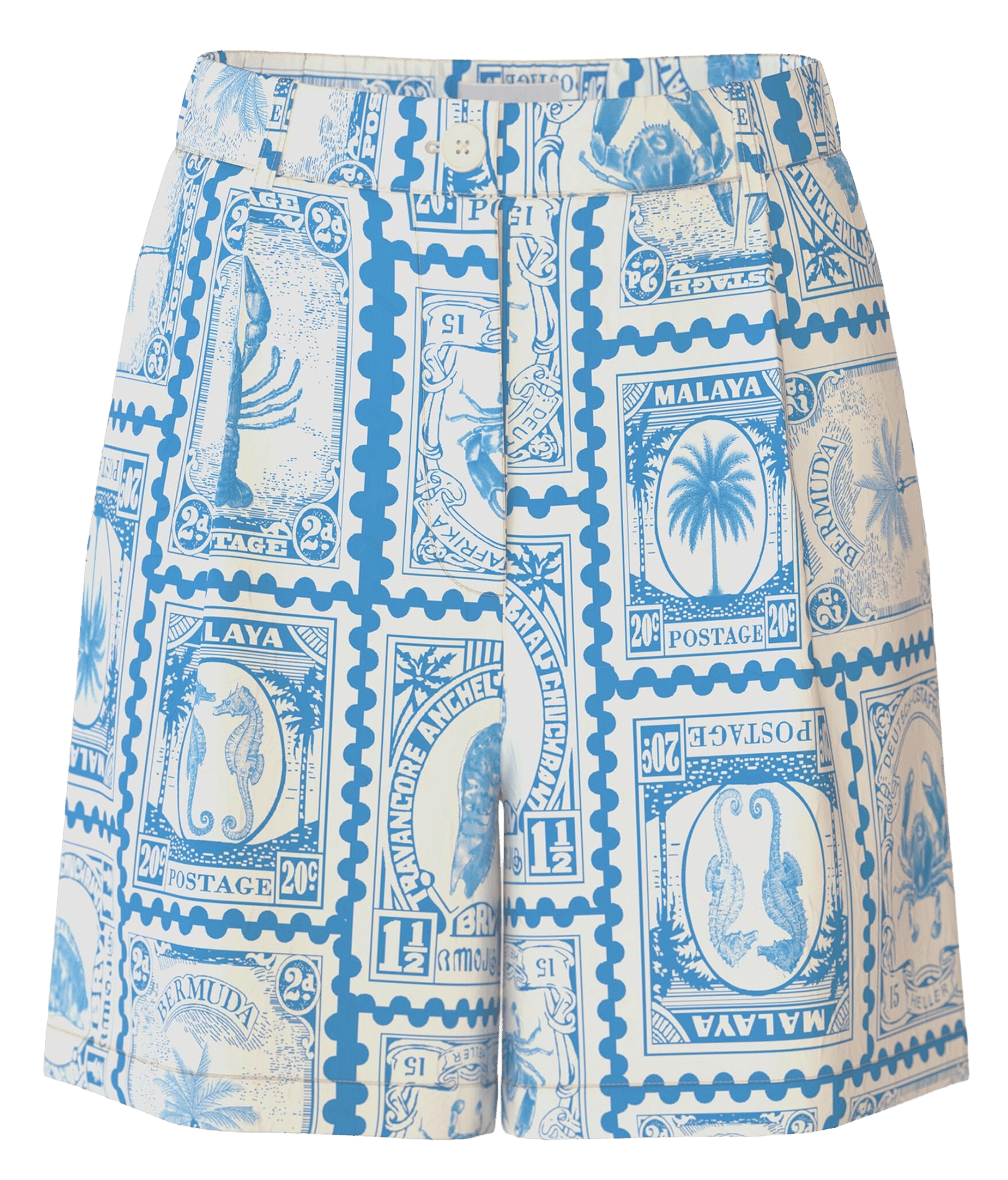 Wijde short met hoge taille en print OBJECT Beige