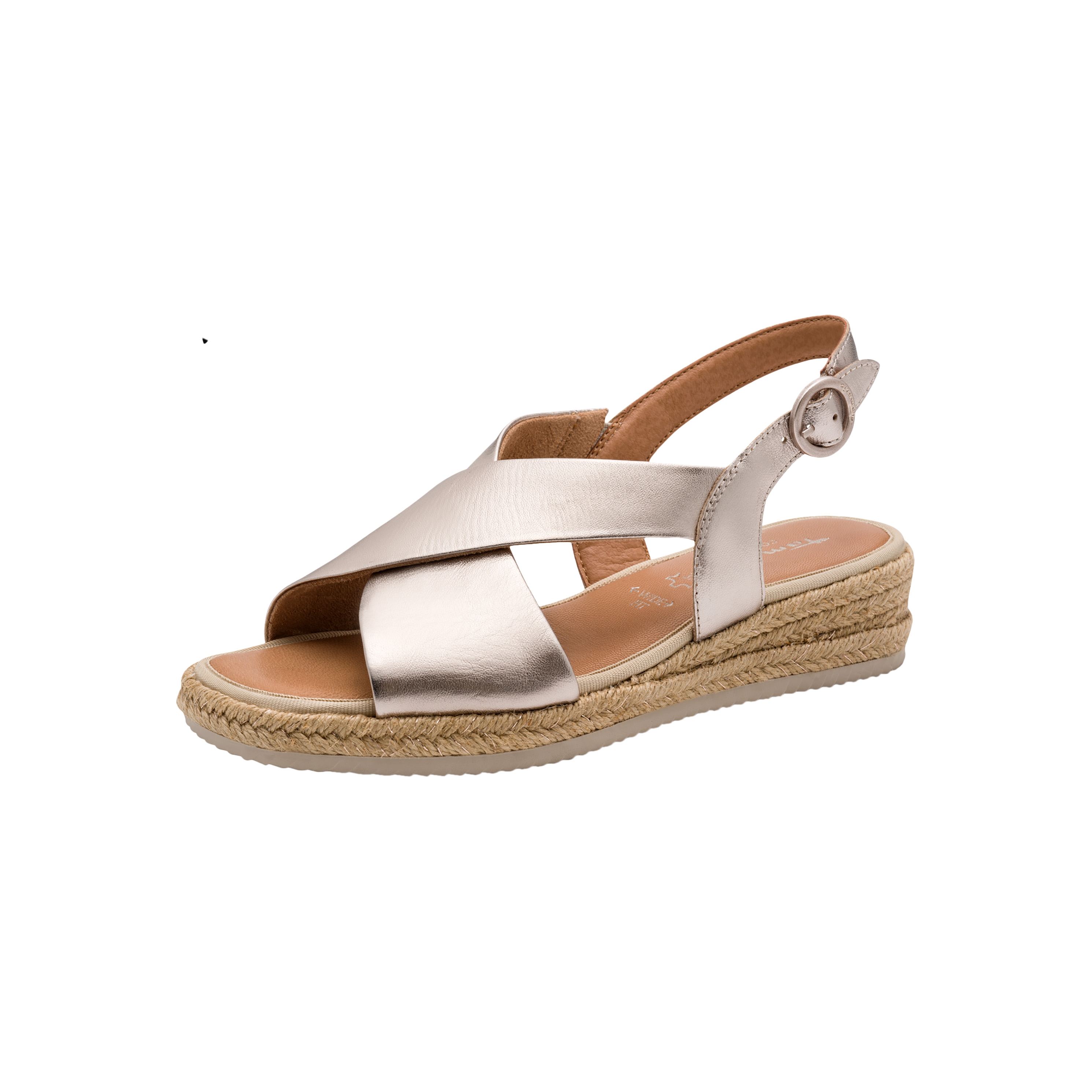 Comfort leather wedge sandals TAMARIS Golden