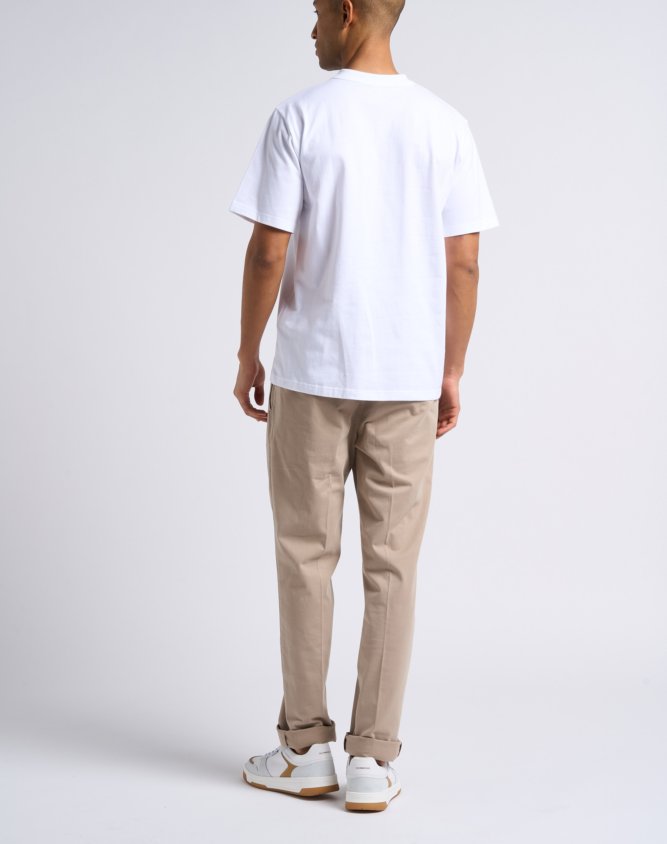 Recht T-shirt van biokatoen met hoog aansluitende kraag ARMOR LUX Wit