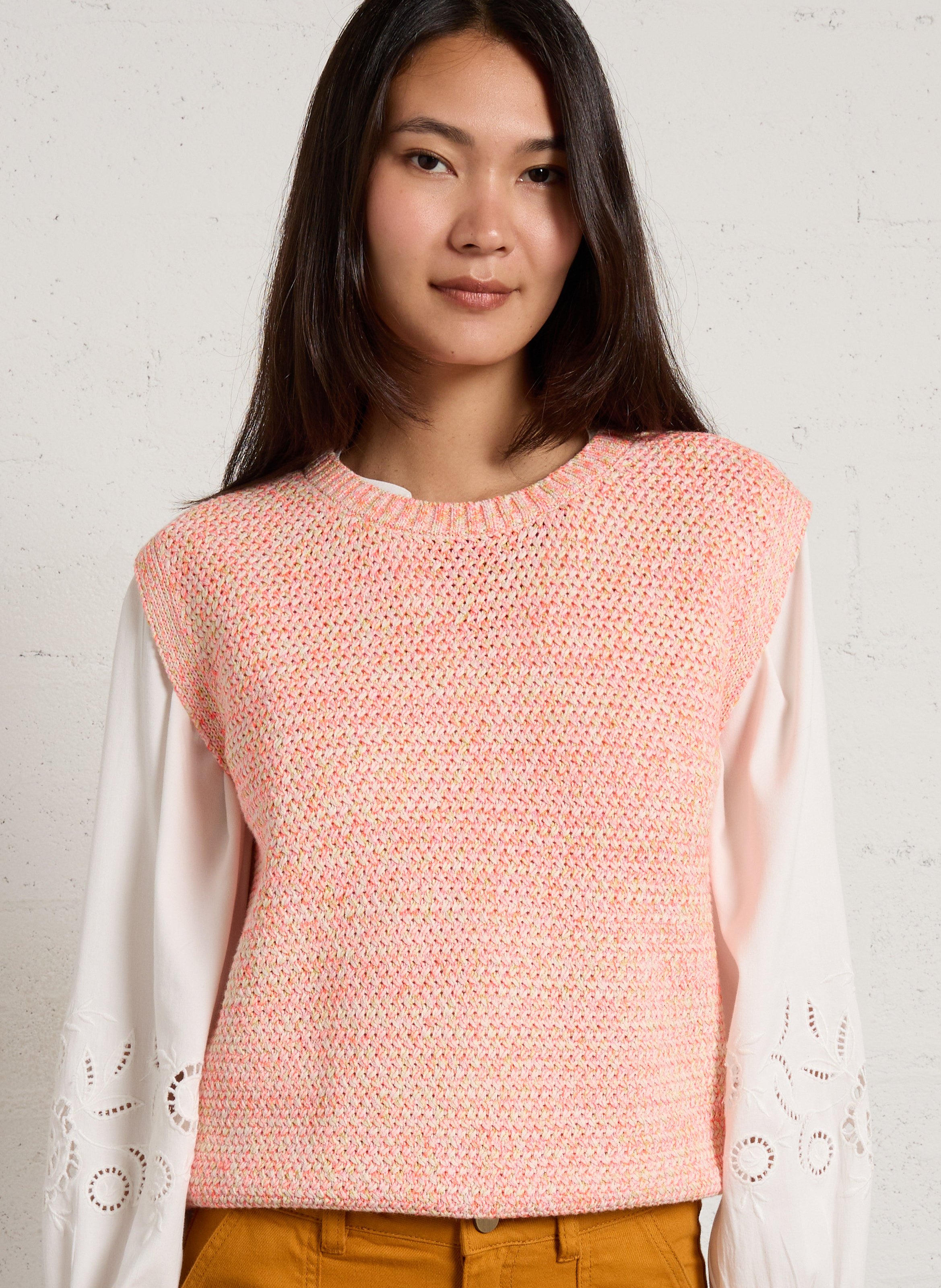 Mouwloze trui van tricot MAISON 123 Oranje