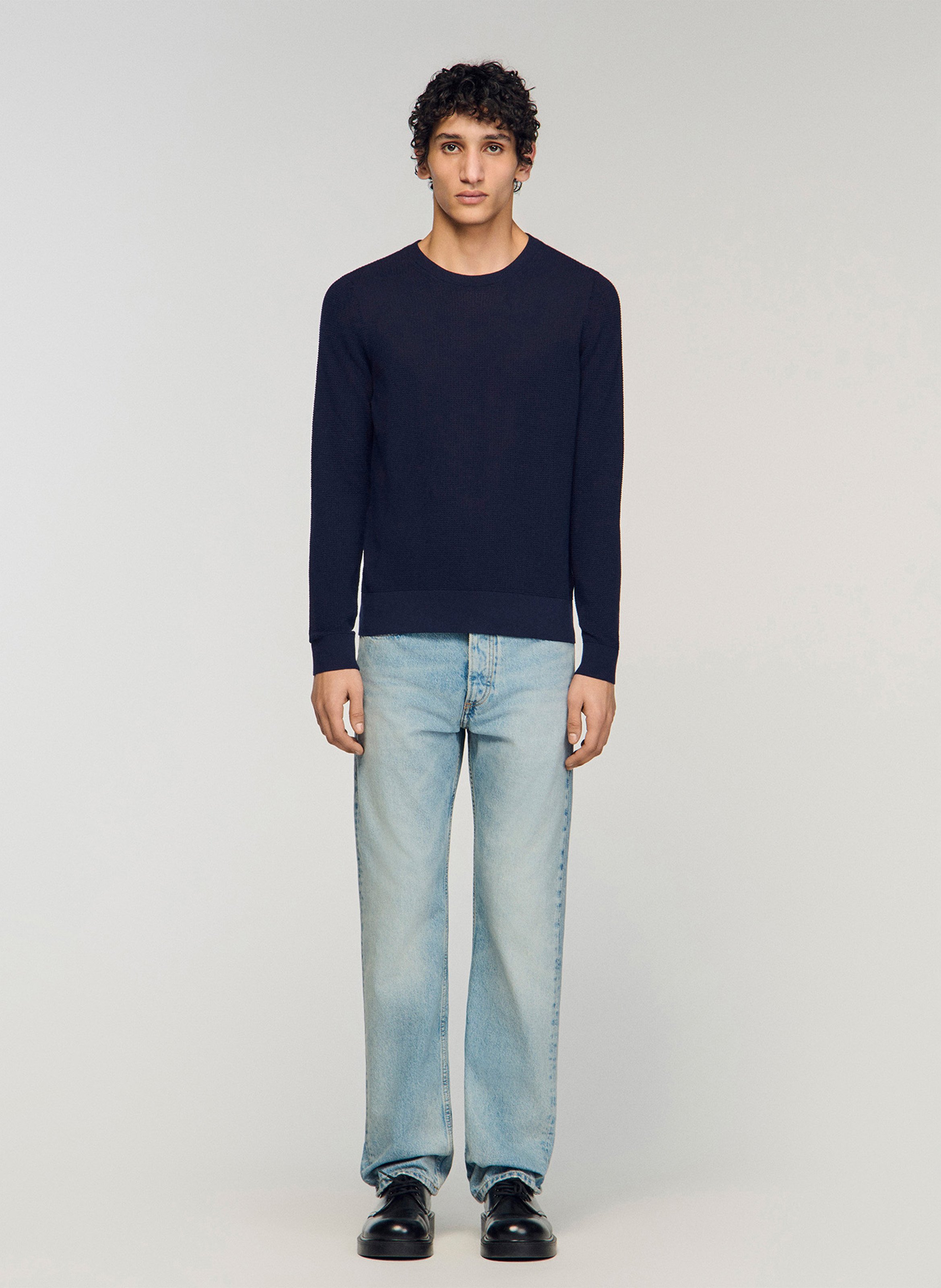 Textured knit sweater SANDRO Blue