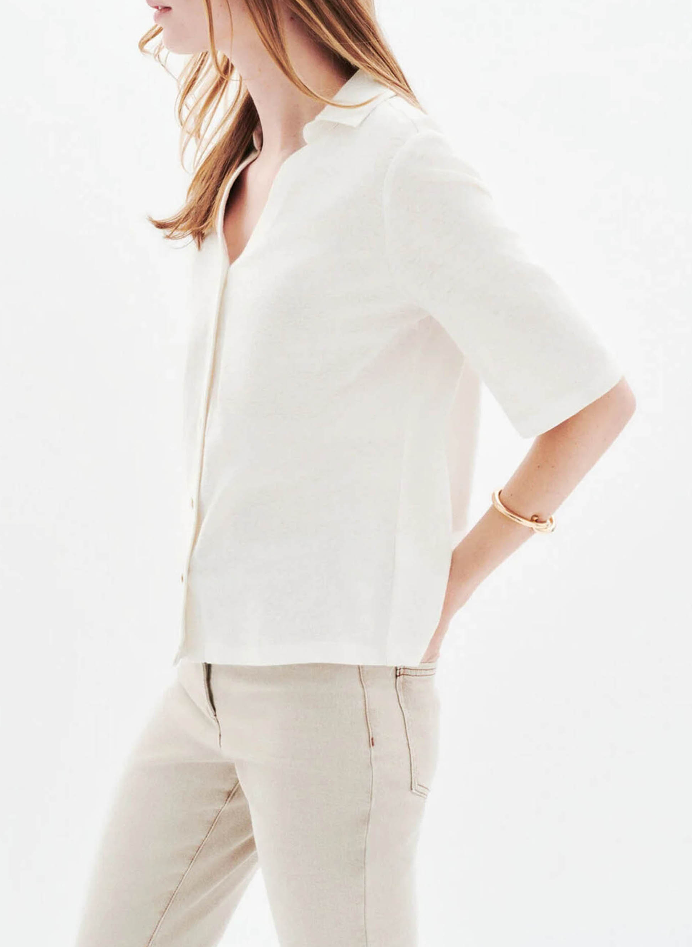 Shirt met korte mouwen en V-hals CAROLL Beige