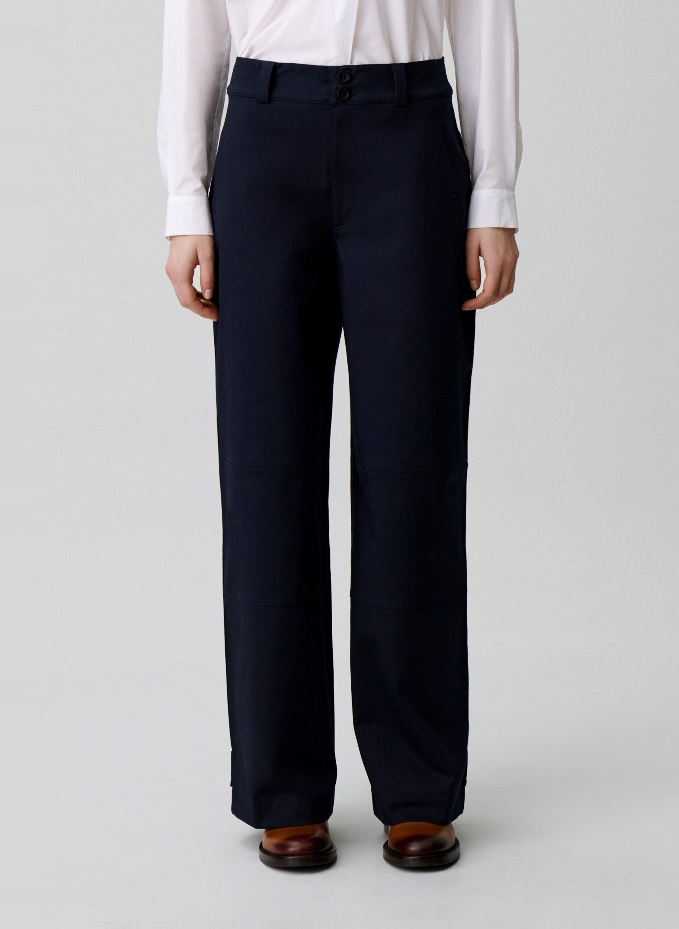 Pantalon large en coton mélangé CLAUDIE PIERLOT Bleu